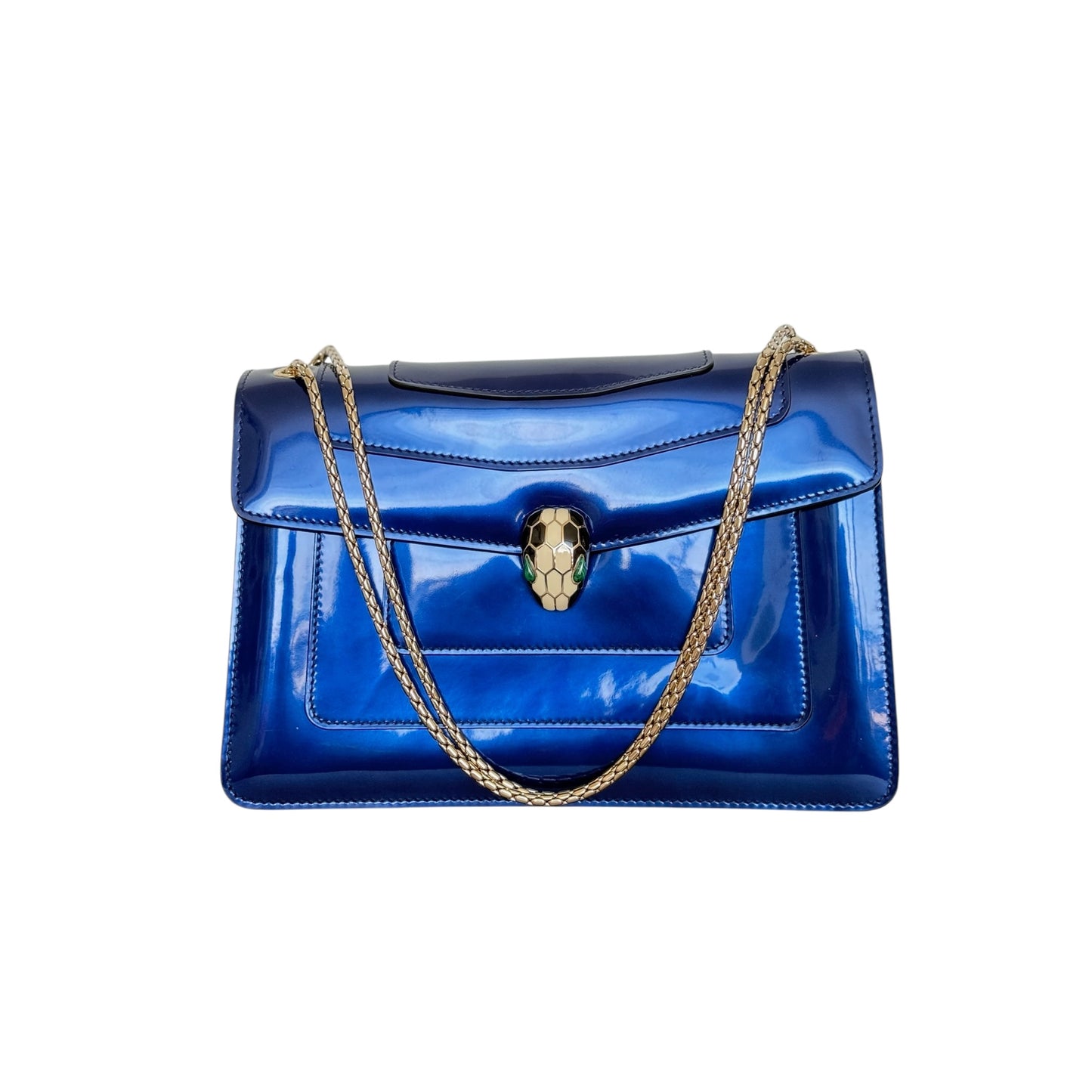 PRE-OWNED Metallic Calfskin Serpenti Forever Shoulder Bag