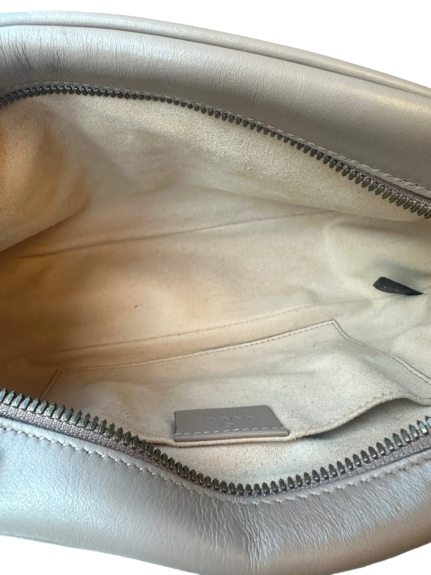 GUCCI - Taupe Calfskin Small GG Marmont Chain Bag