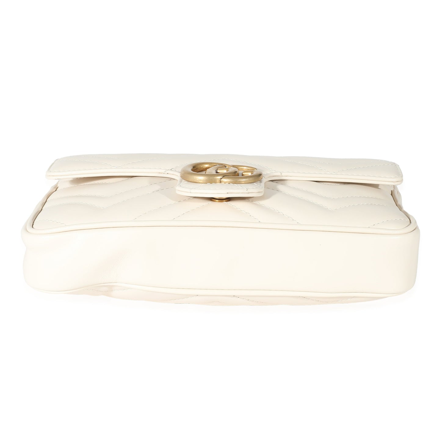 GUCCI - White Matelassé Chevron Leather GG Marmont Mini Bag w/ Wallet