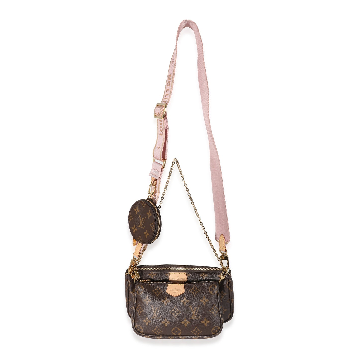 LOUIS VUITTON- Rose Clair Monogram Canvas Multi Pochette Accessoires