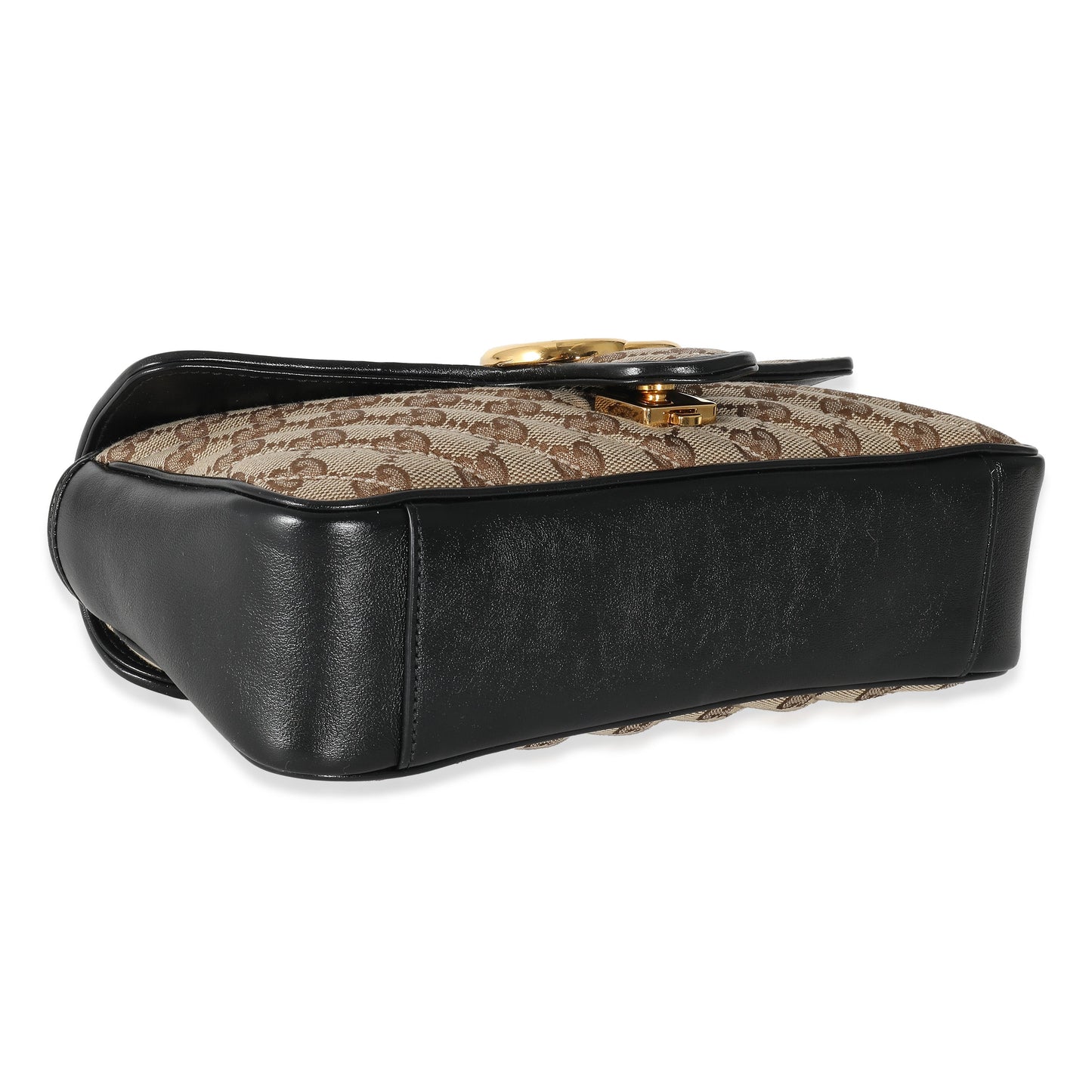 GUCCI - Black Beige Monogram Matelasse Diagonal Small GG Marmont
