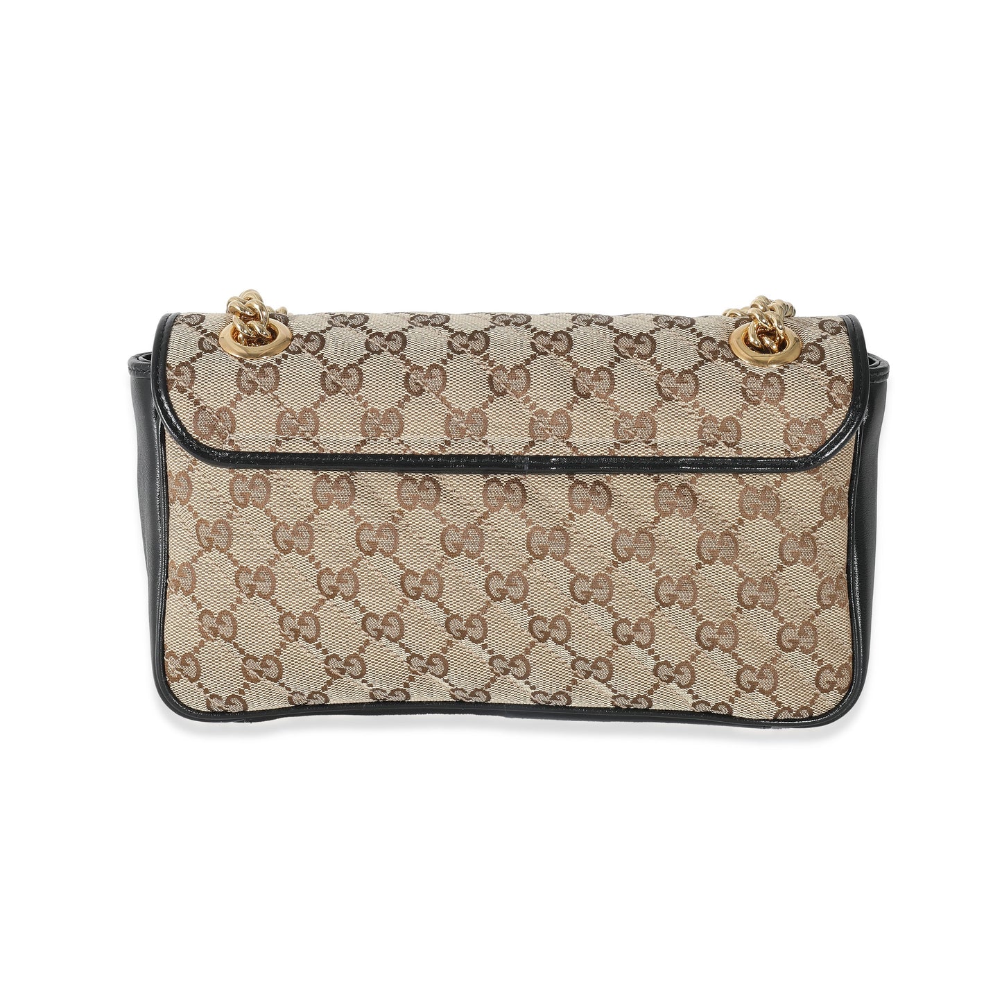 GUCCI - Black Beige Monogram Matelasse Diagonal Small GG Marmont