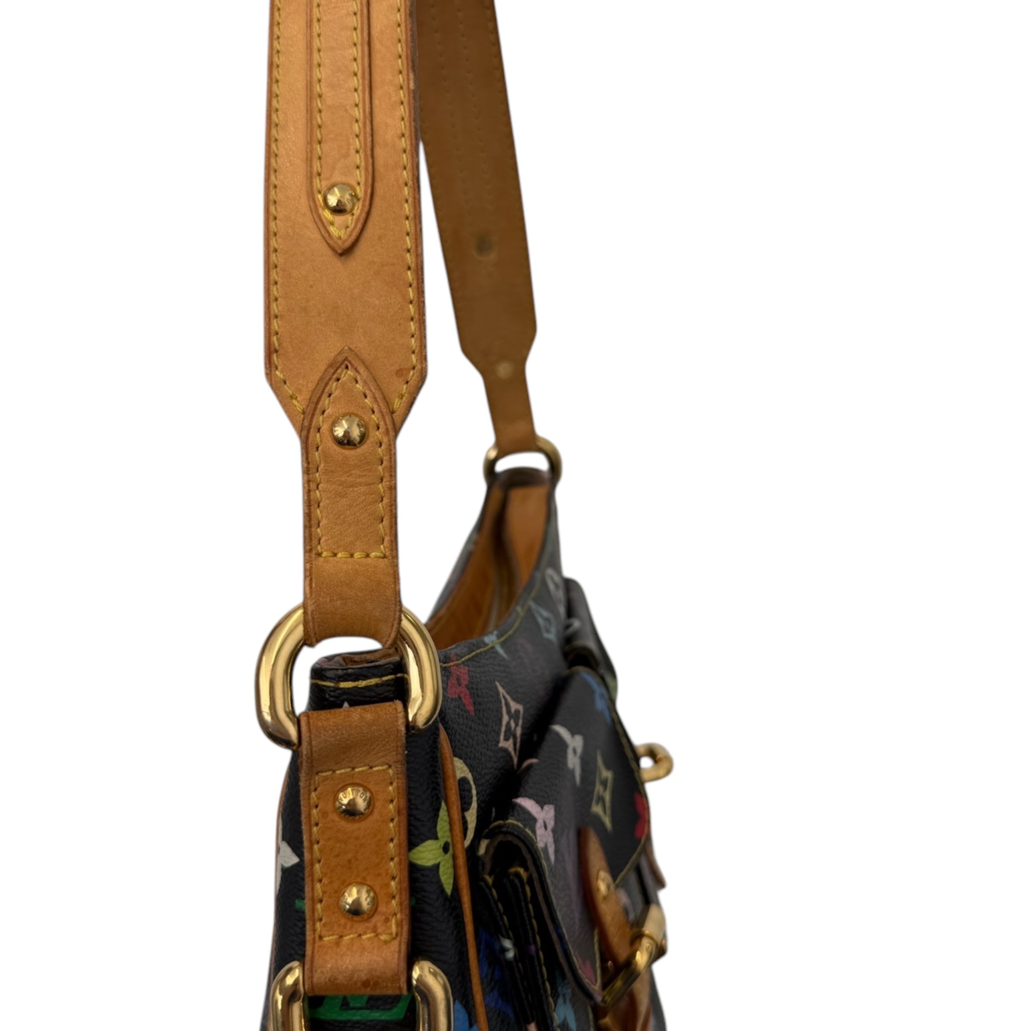 PRE-OWNED LV Black Multicolor Monogram Canvas Lodged PM