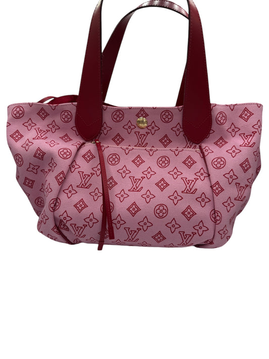 PRE-OWNED LV Cabas Ipanema PM Beach Line Rose Canvas Leather Tote Bag