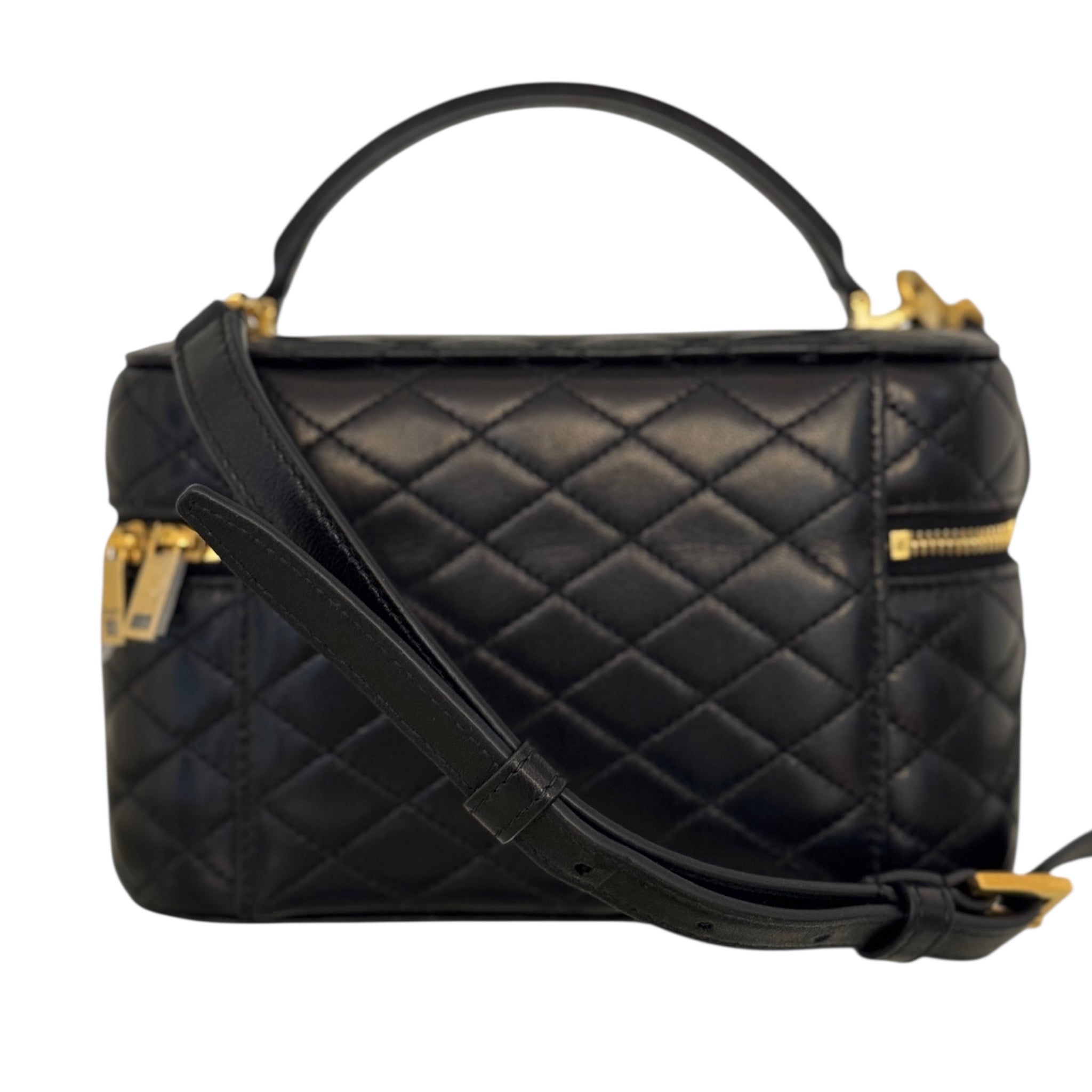 PRE-OWNED Black Lambskin Gaby Vanity Bag