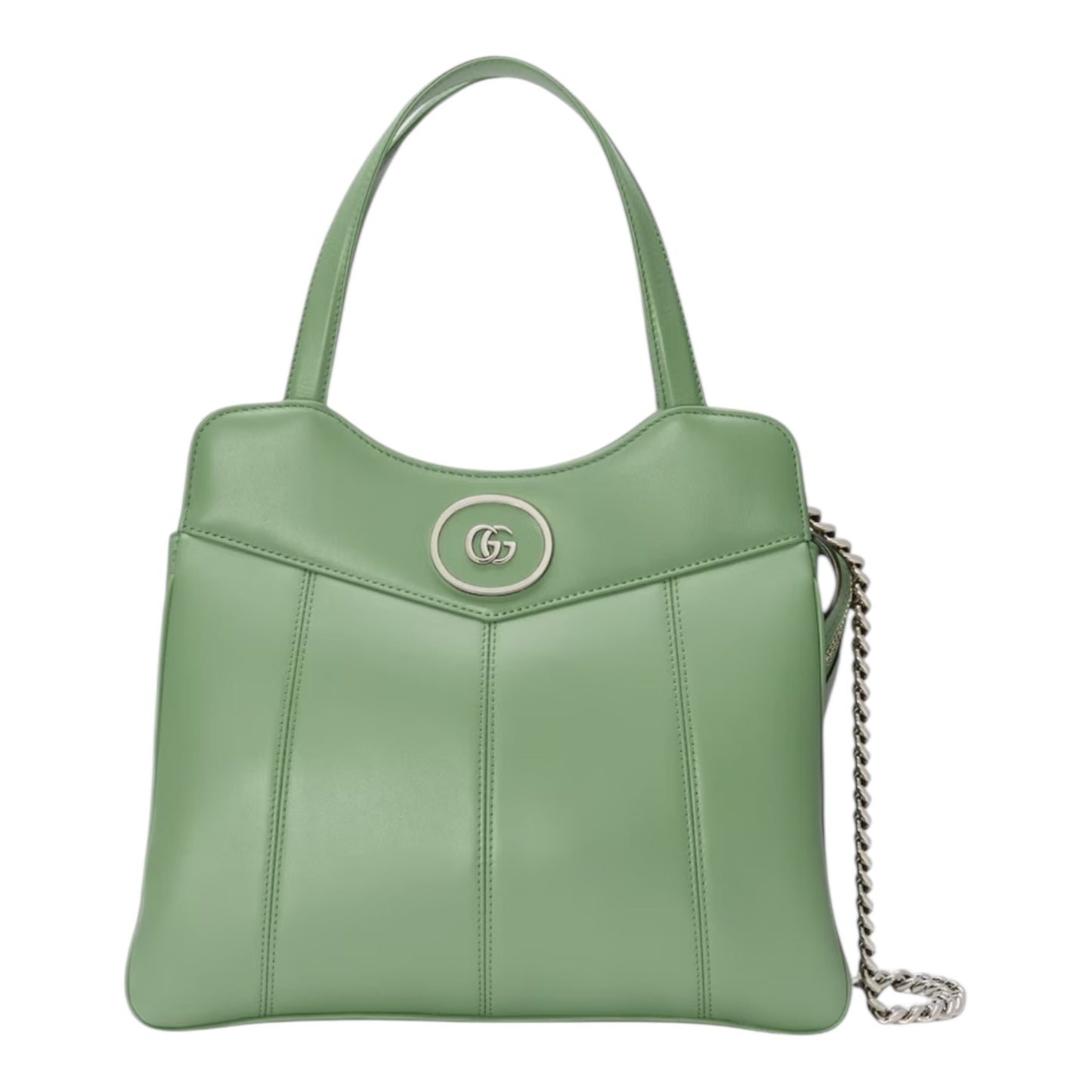 PRE-OWNED GG Green Leather Petite GG Small Tote Bag
