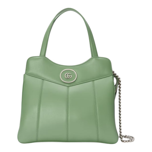 PRE-OWNED GG Green Leather Petite GG Small Tote Bag