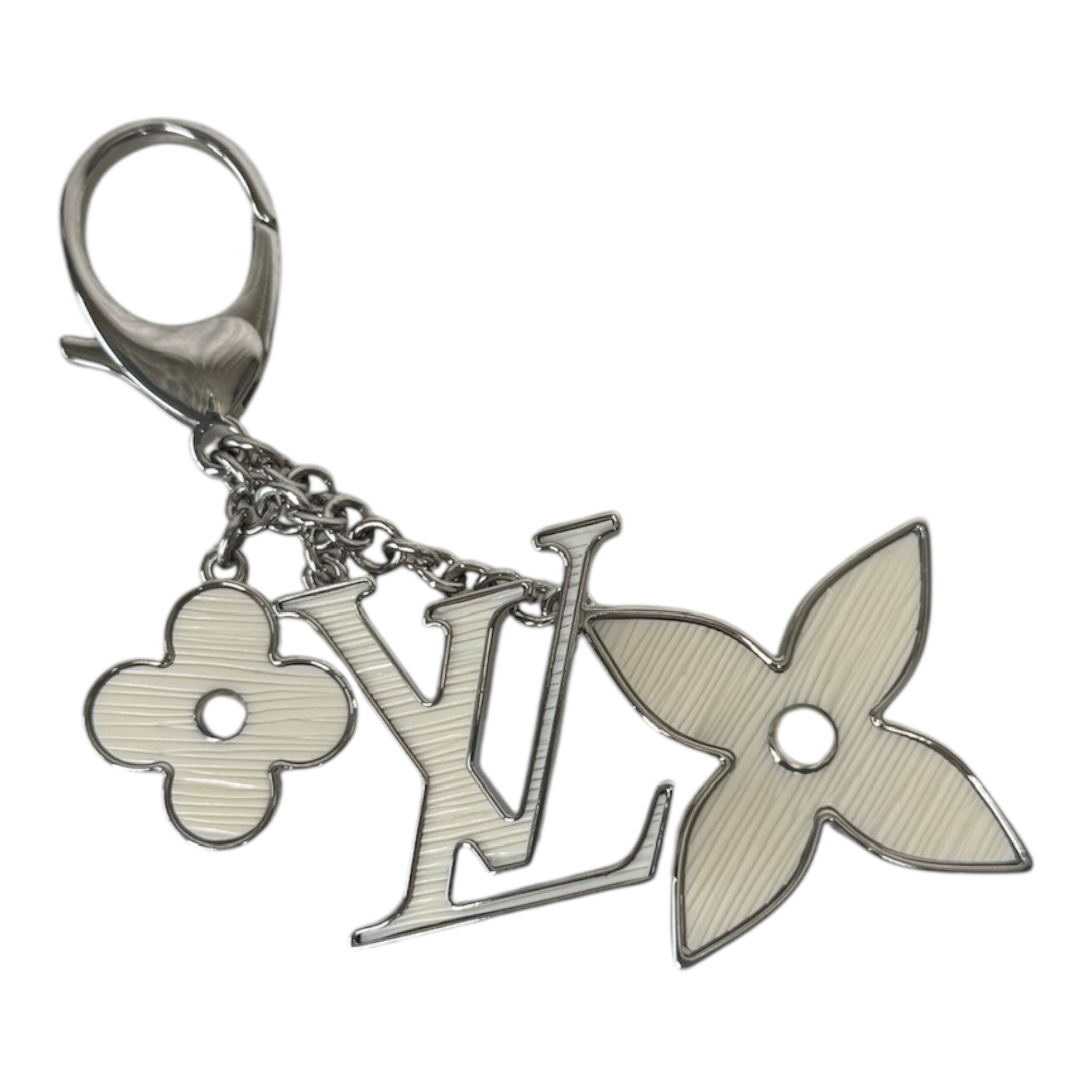 PRE-OWNED LV White Fleur d'Epi Bag Charm