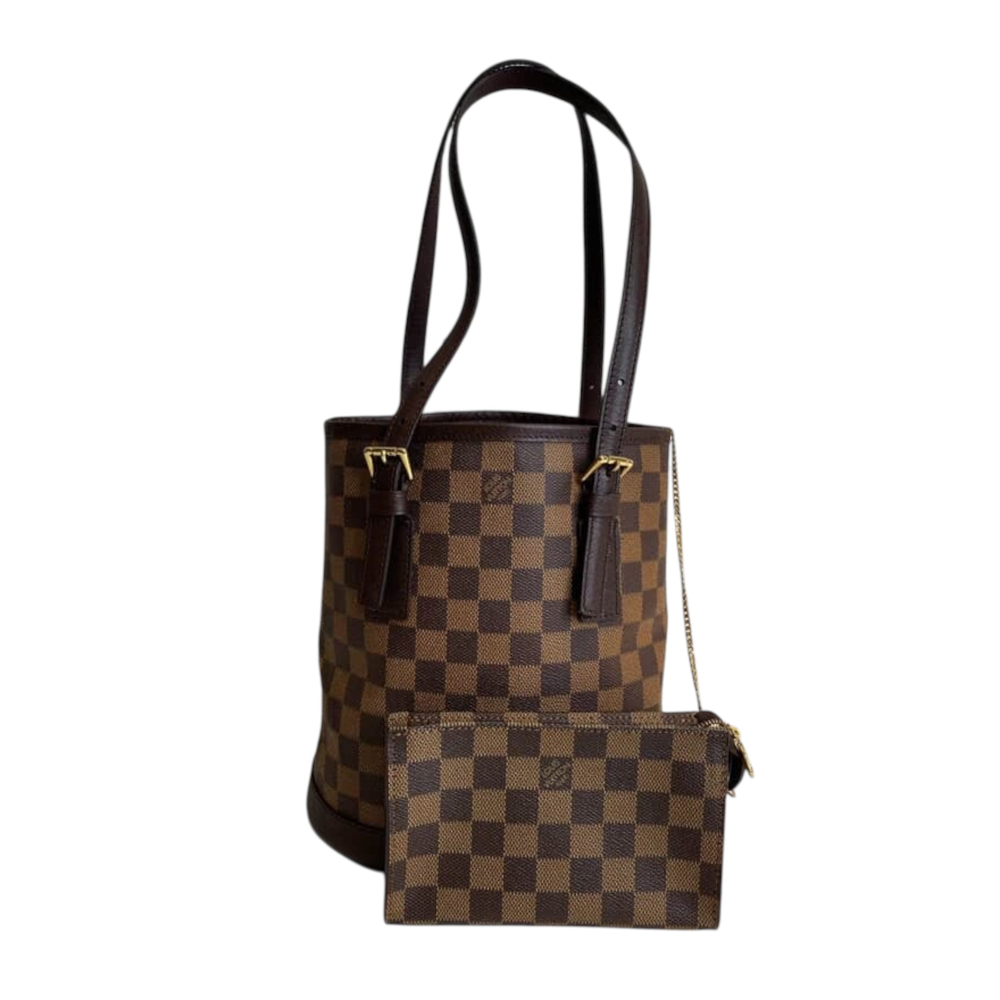 Bolso de hombro tipo cubo de lona LV Damier Ebene de segunda mano