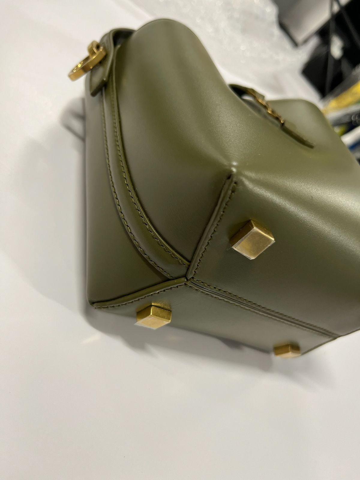 SAINT LAURENT - Olive Smooth Leather Mini Le 37 Bucket Bag