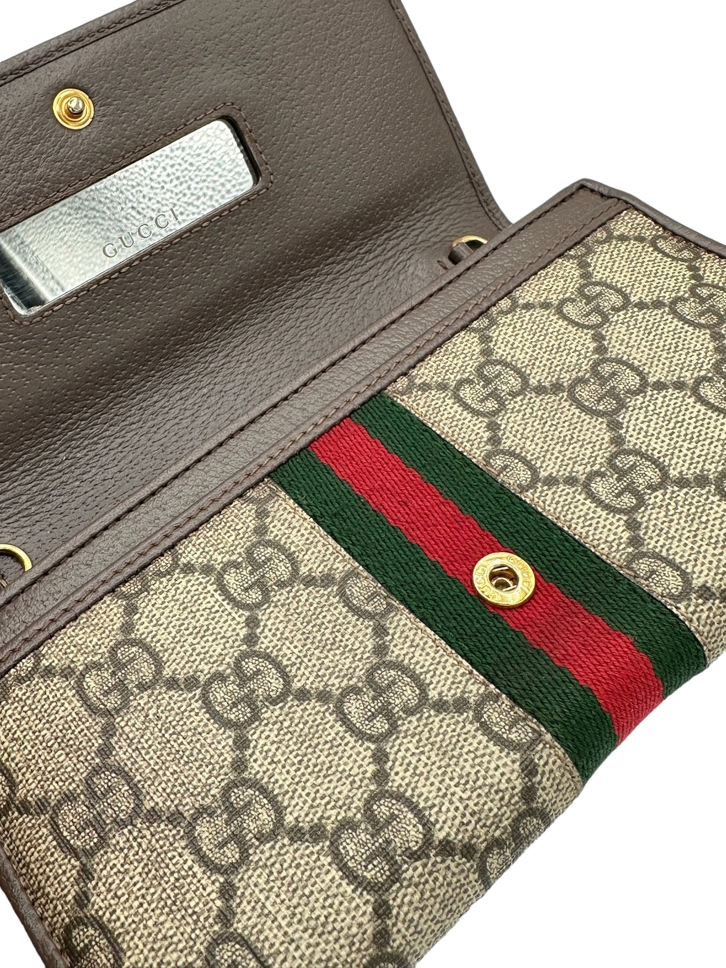 GUCCI - Bolso bandolera con cadena y monograma tribanda Ophidia de GG Supreme en color beige