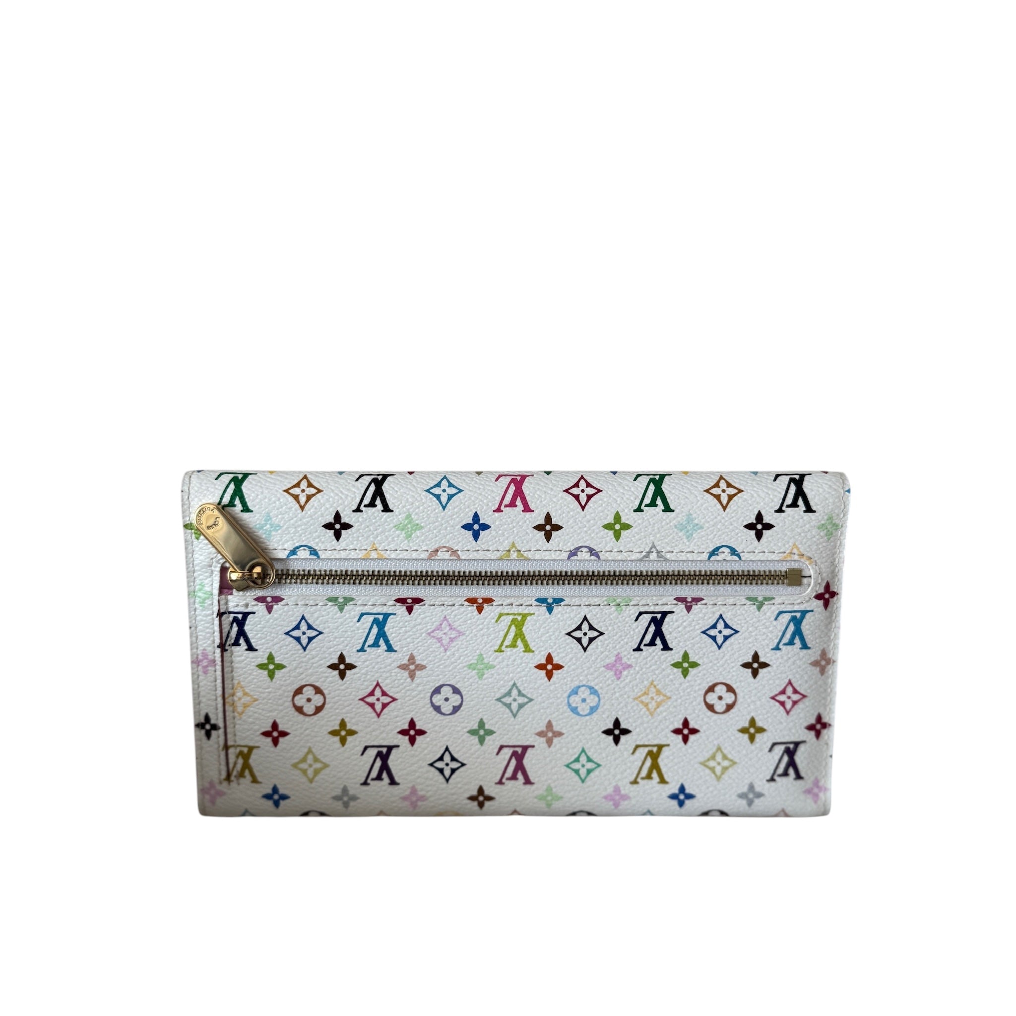 PRE-OWNED LV White Murakami Eugenie Long Wallet
