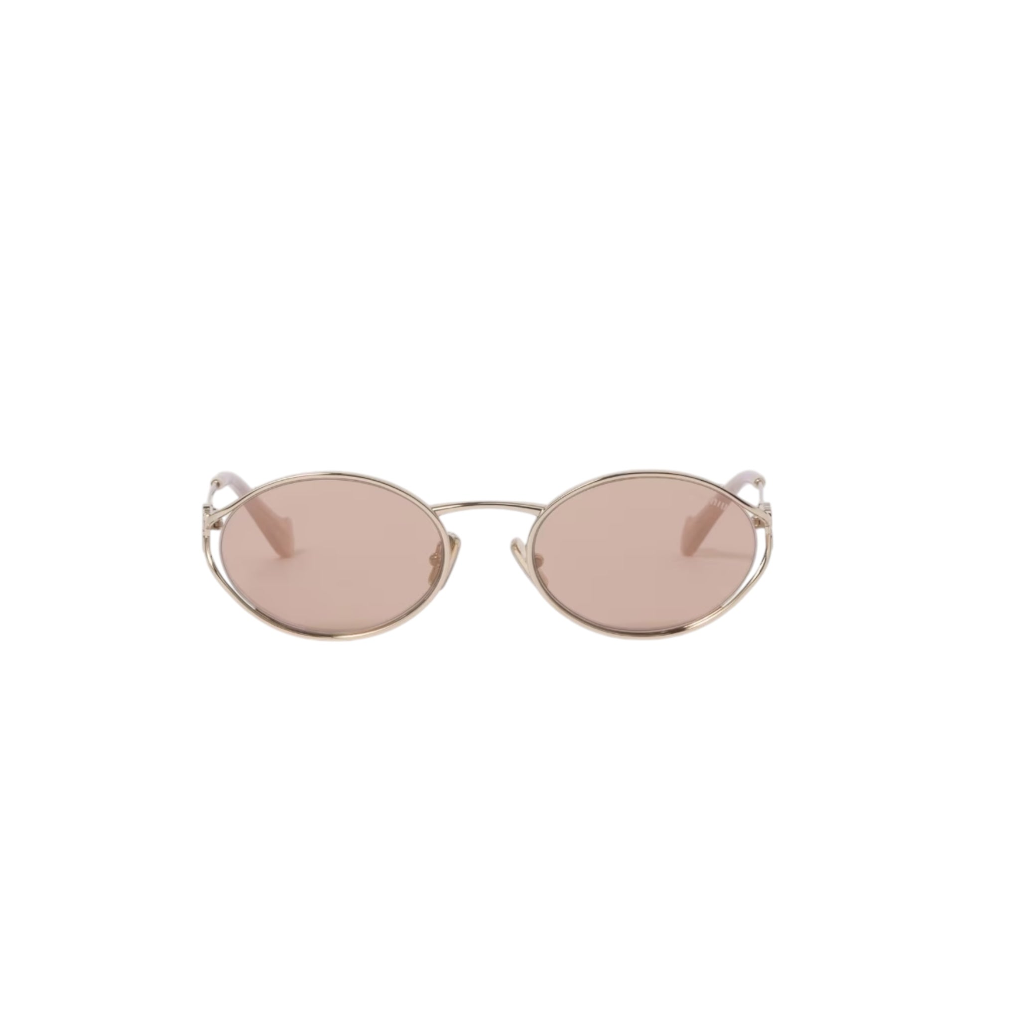 PRE-OWNED Rose Gold Lenses Miu Miu Logo Sunglasses