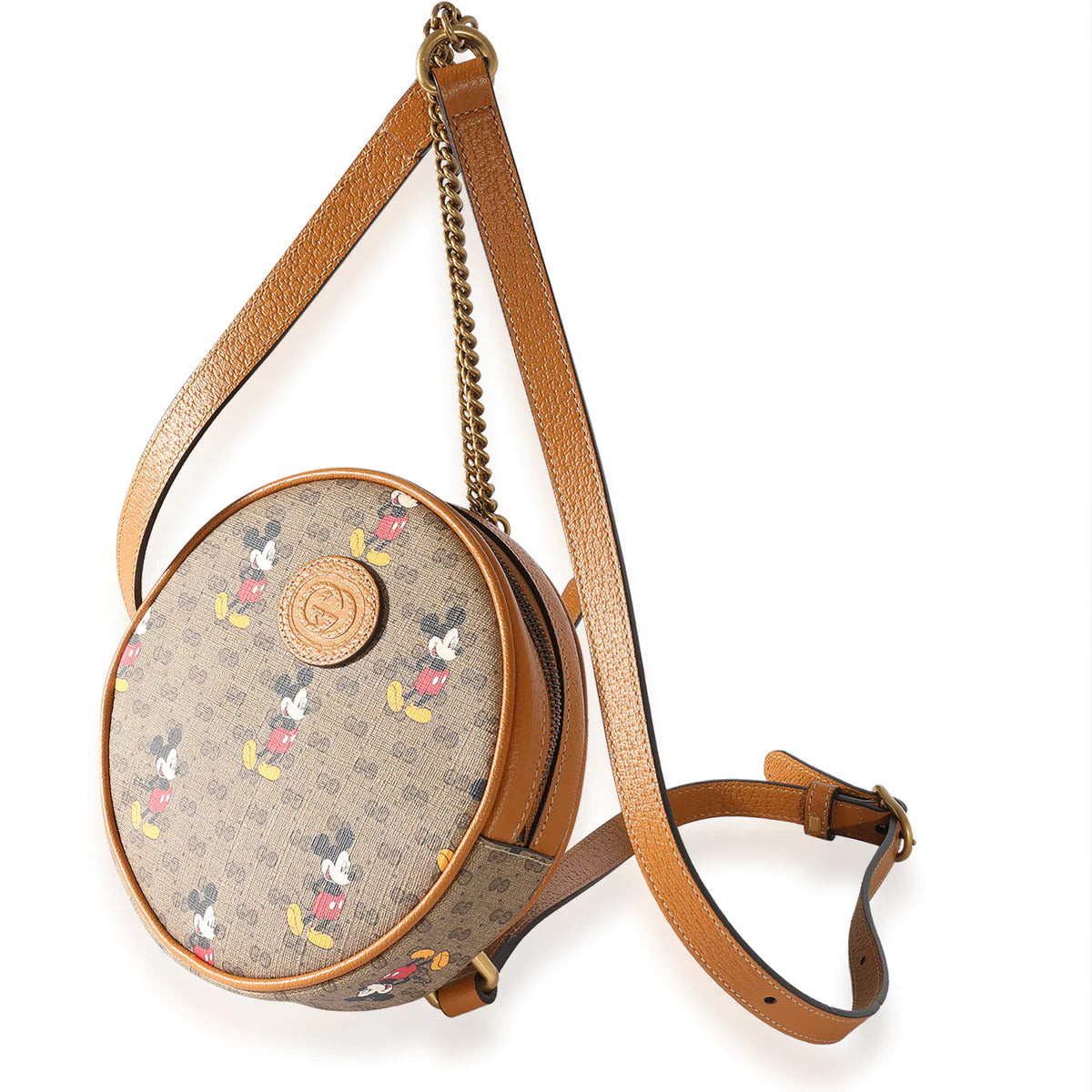GUCCI - Mochila redonda mini con diseño de Mickey Mouse de Disney Vintage GG Supreme