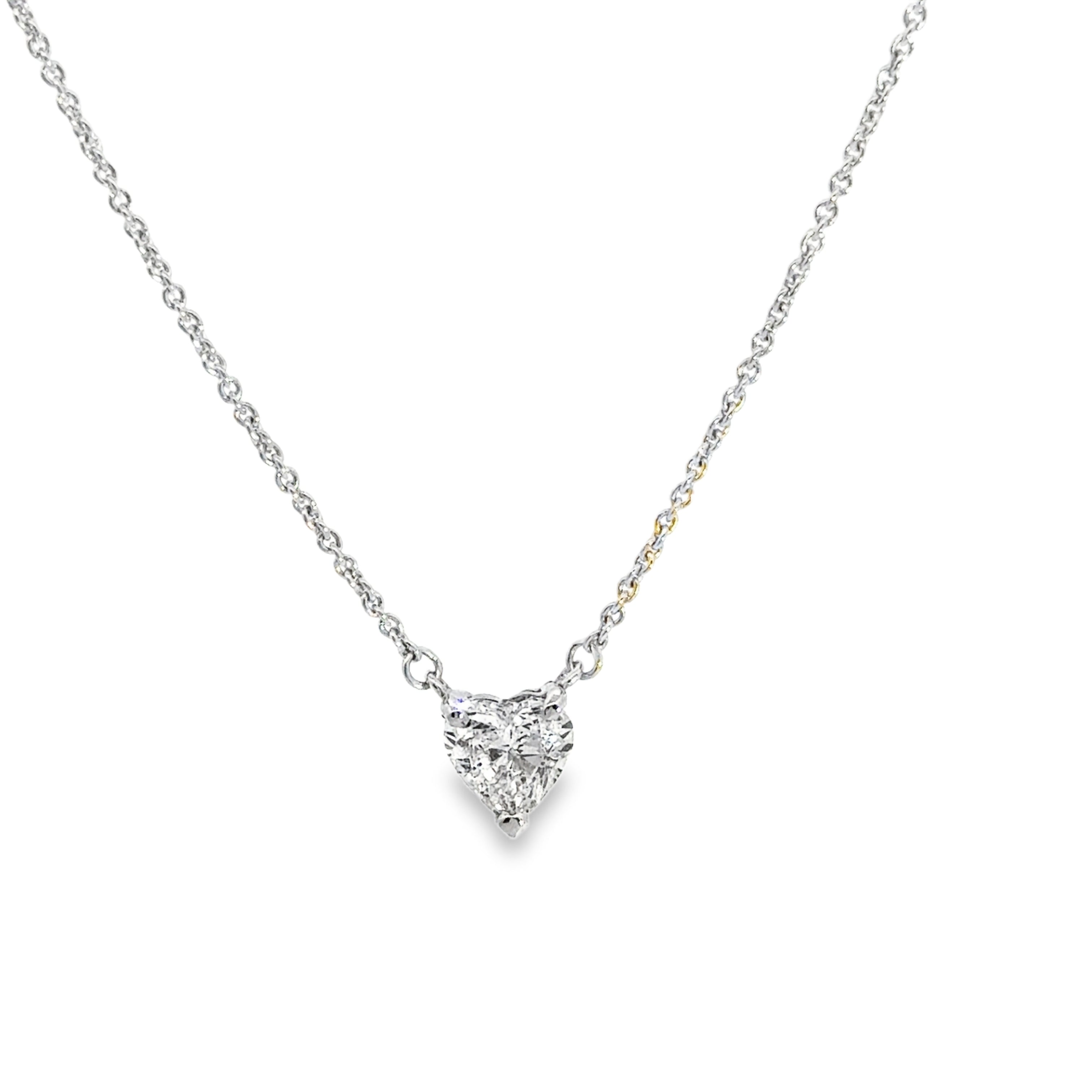 18K White Gold Natural Diamond Heart Pendant 0.66ct