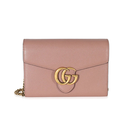 GUCCI - Cellarius Calfskin Rosy Phard GG Marmont Chain Wallet