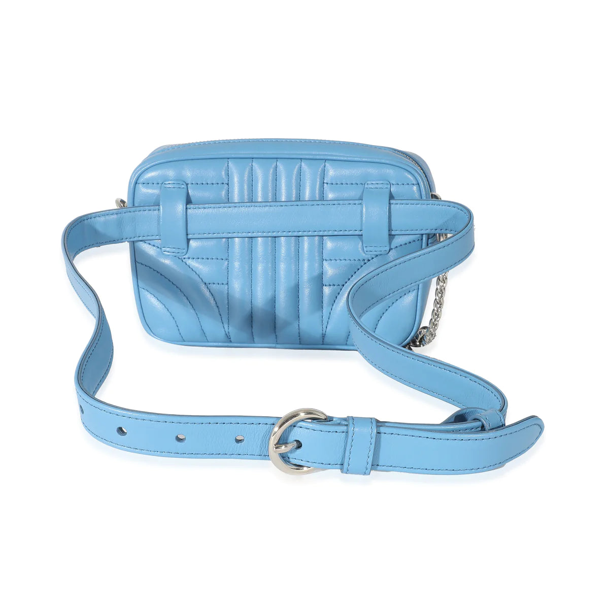 PRADA - Blue Soft Calf Impunture Diagramme Camera Belt Bag