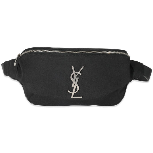 SAINT LAURENT - Black Canvas Cassandre Classic Belt Bag