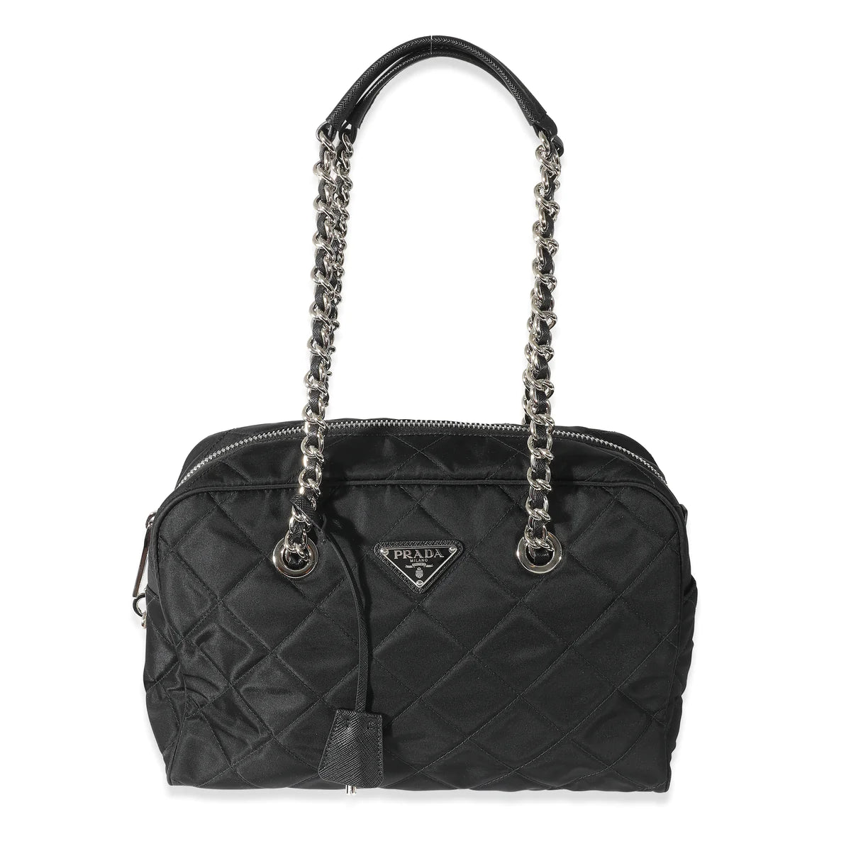 PRADA - Black Quilted Nylon Tessuto Impuntu Shoulder Bag