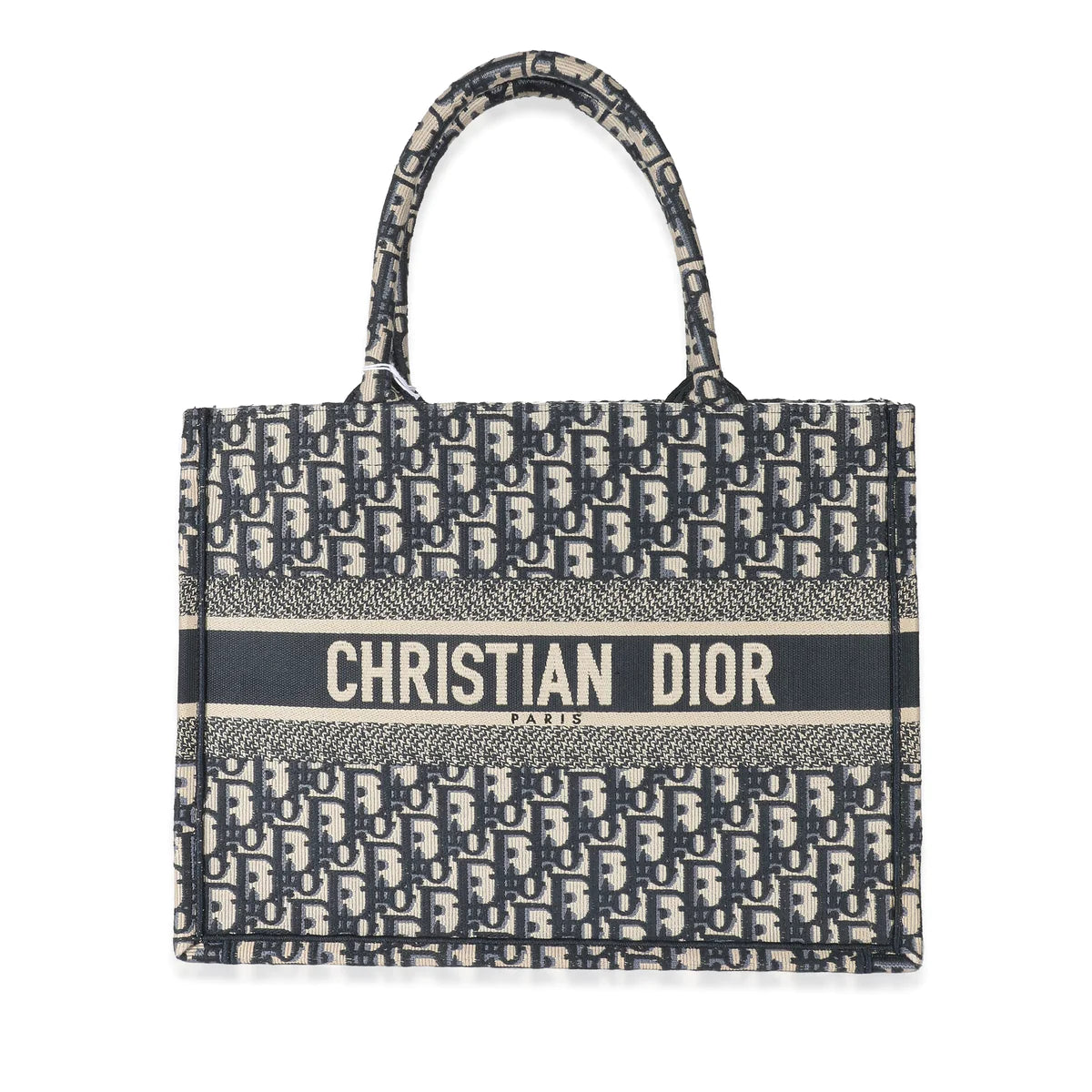 DIOR - Bolso tote mediano con diseño de libro oblicuo en azul crudo