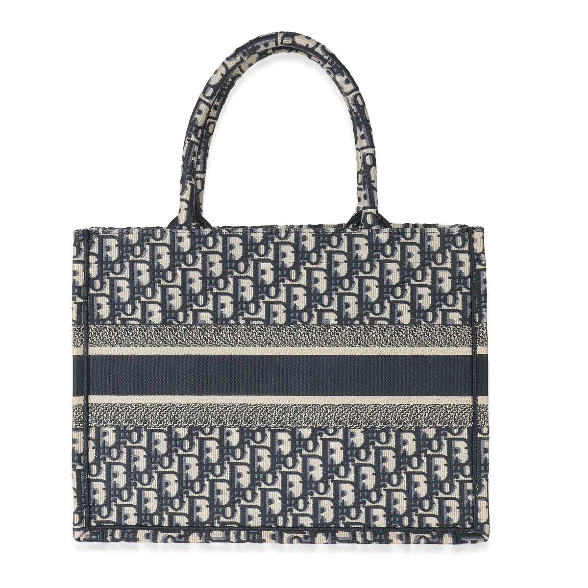 DIOR - Bolso tote mediano con diseño de libro oblicuo en azul crudo
