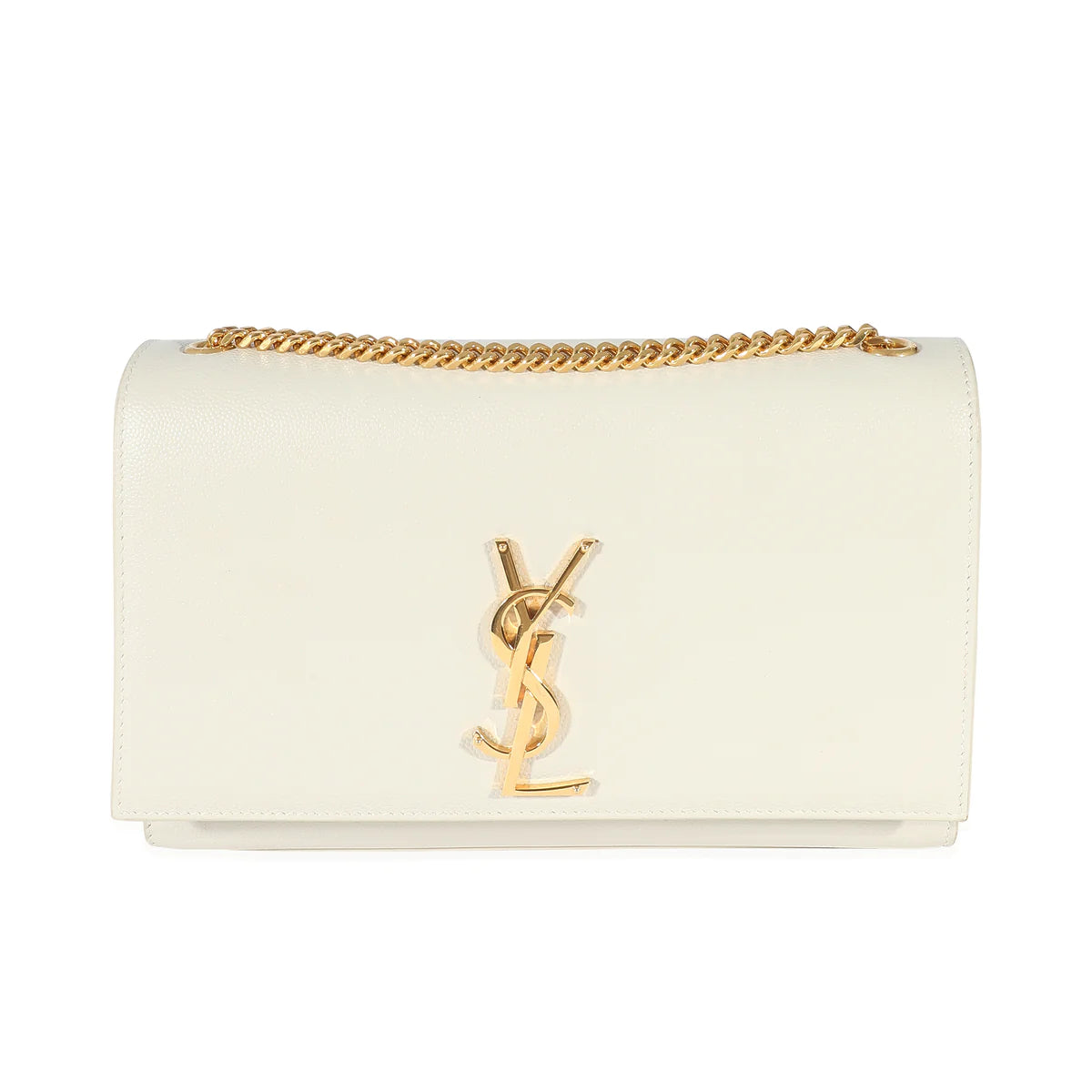 SAINT LAURENT - Blanc Grain De Poudre Medium Monogram Kate Bag
