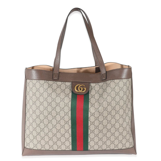 GUCCI - Beige GG Supreme Canvas Medium Soft Ophidia Tote