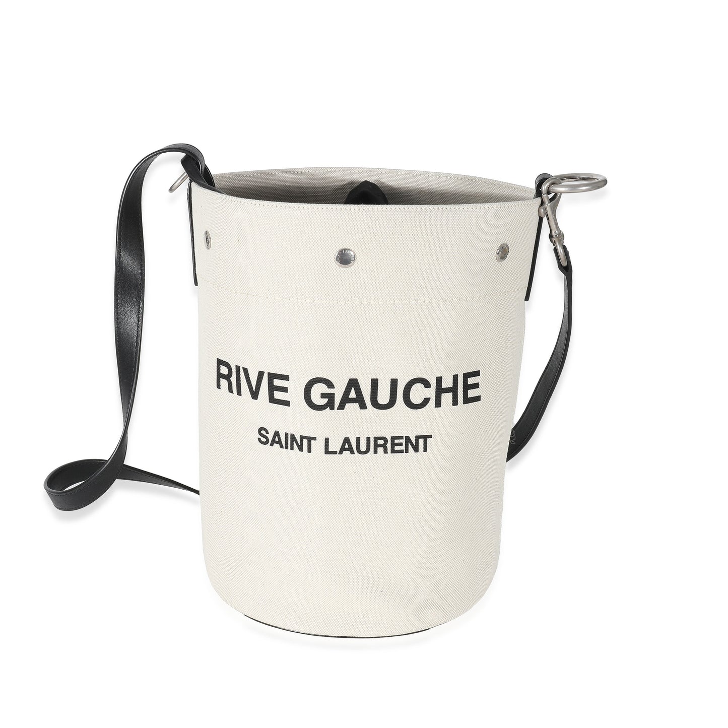 SAINT LAURENT - Cubo Rive Gauche de lino blanco