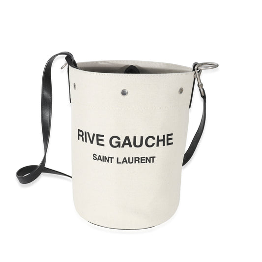 SAINT LAURENT - White Linen Rive Gauche Bucket