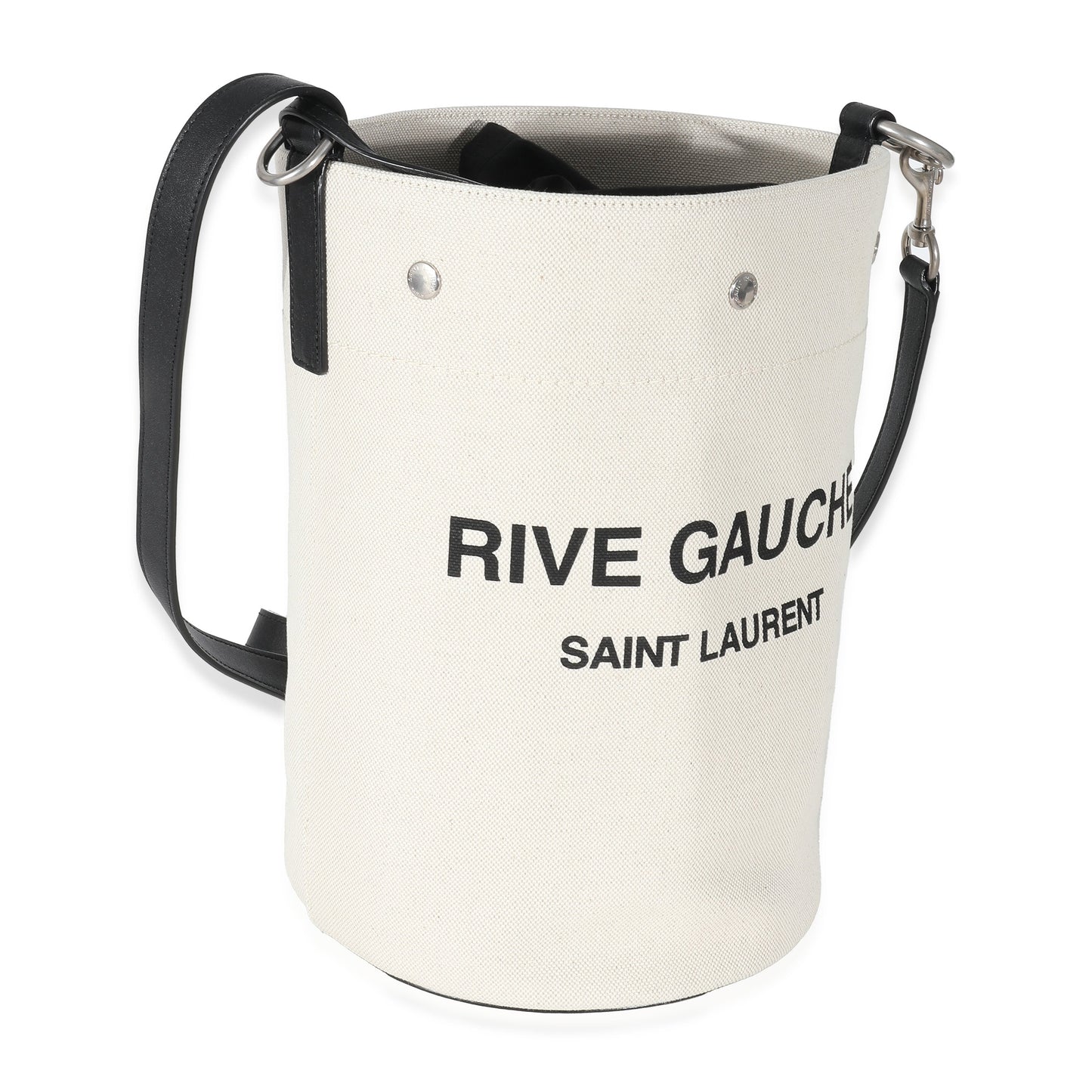 SAINT LAURENT - Cubo Rive Gauche de lino blanco