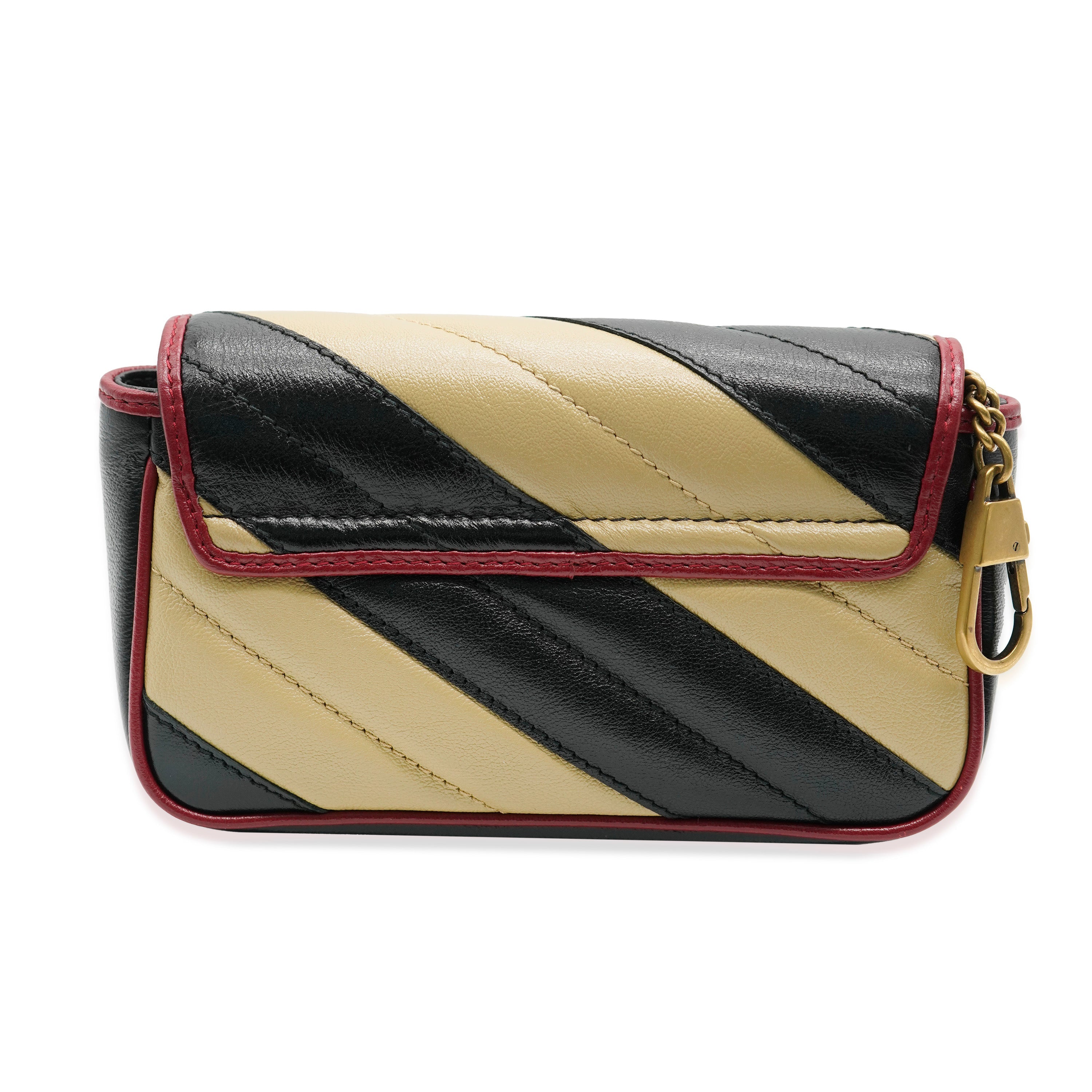 GUCCI - Bolso supermini GG Marmont Torchon de piel de becerro en beige y negro