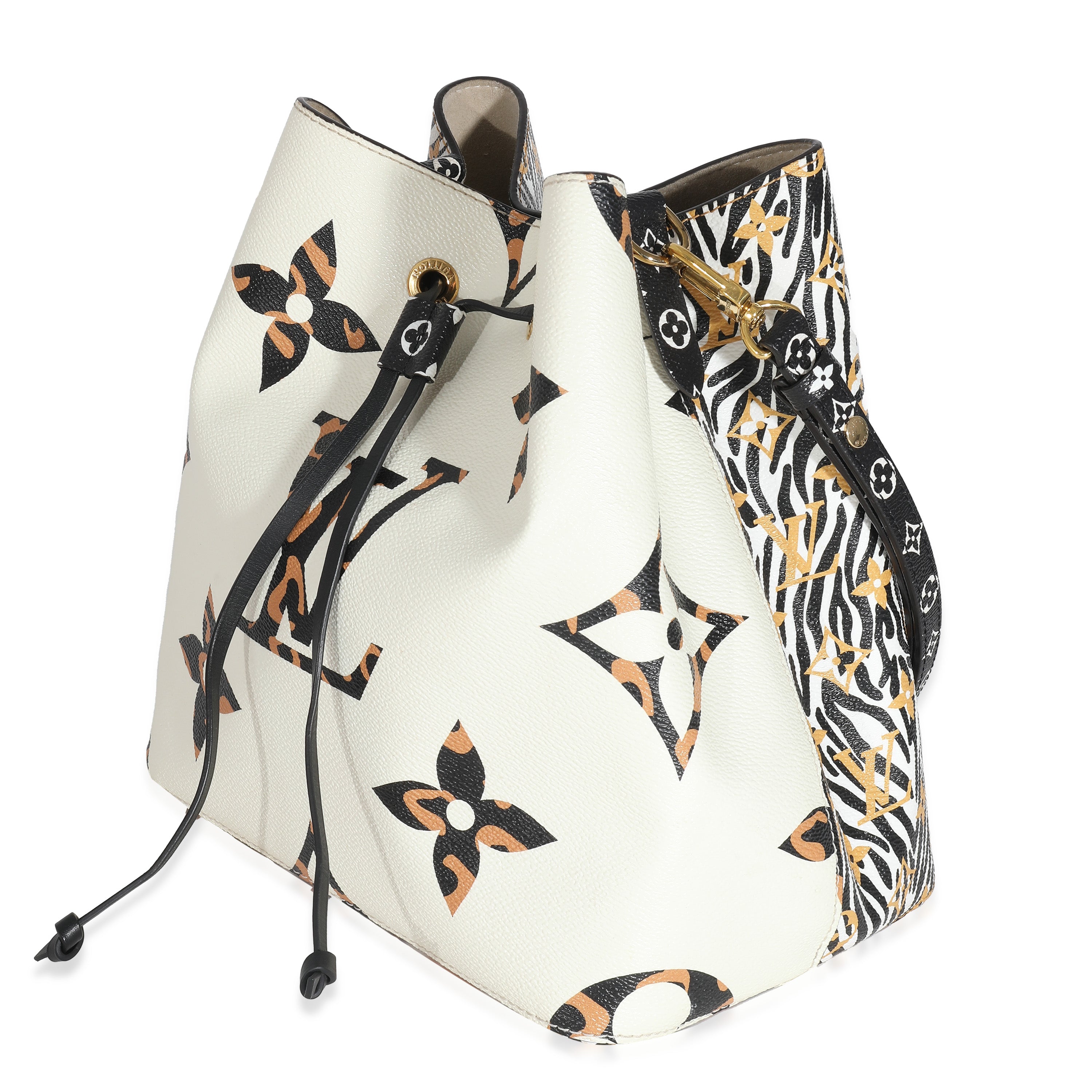 LOUIS VUITTON - Bolso de mano gigante de lona Jungle Monogram NéoNoé MM color marfil 