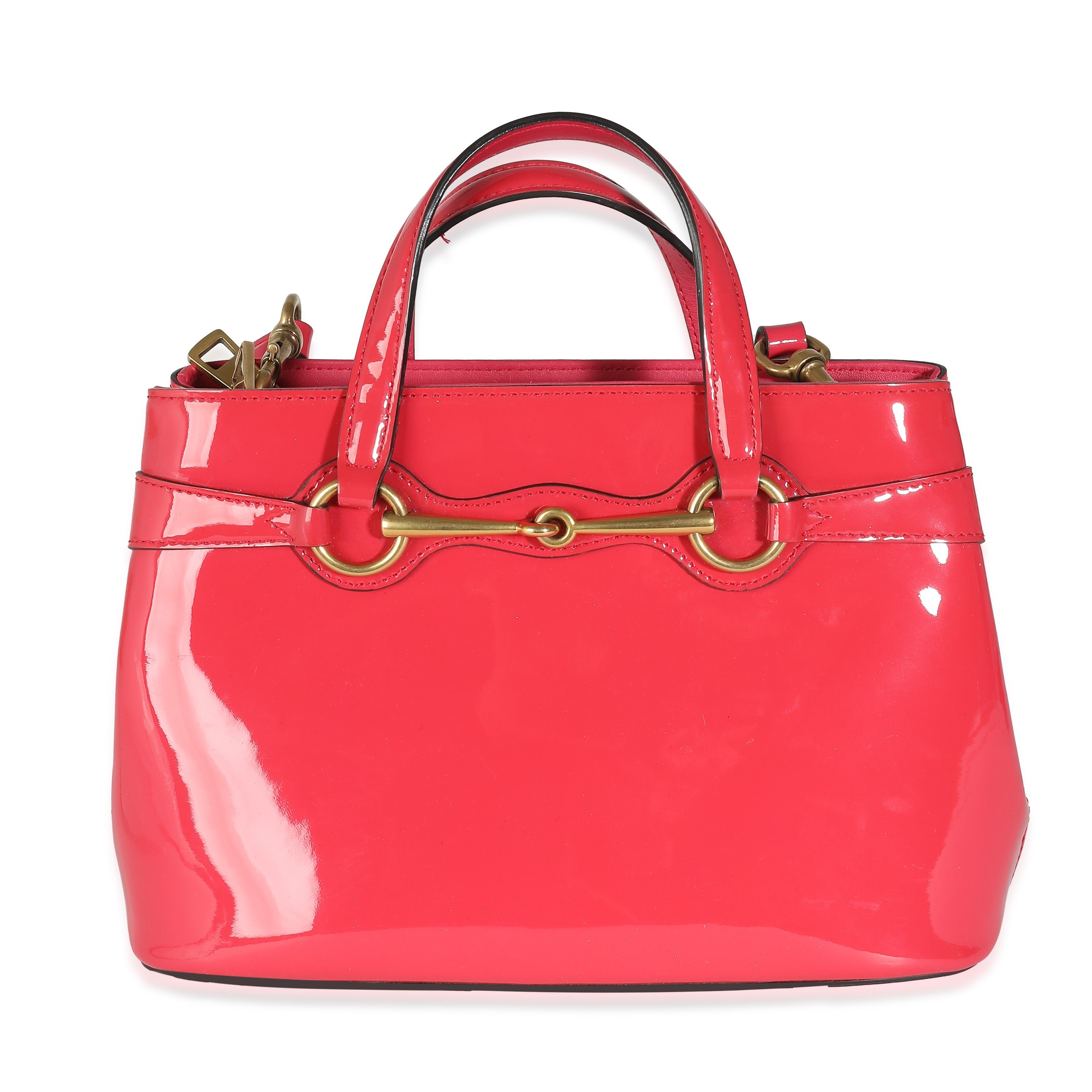 Bolso de mano Gucci con detalles en charol rosa brillante