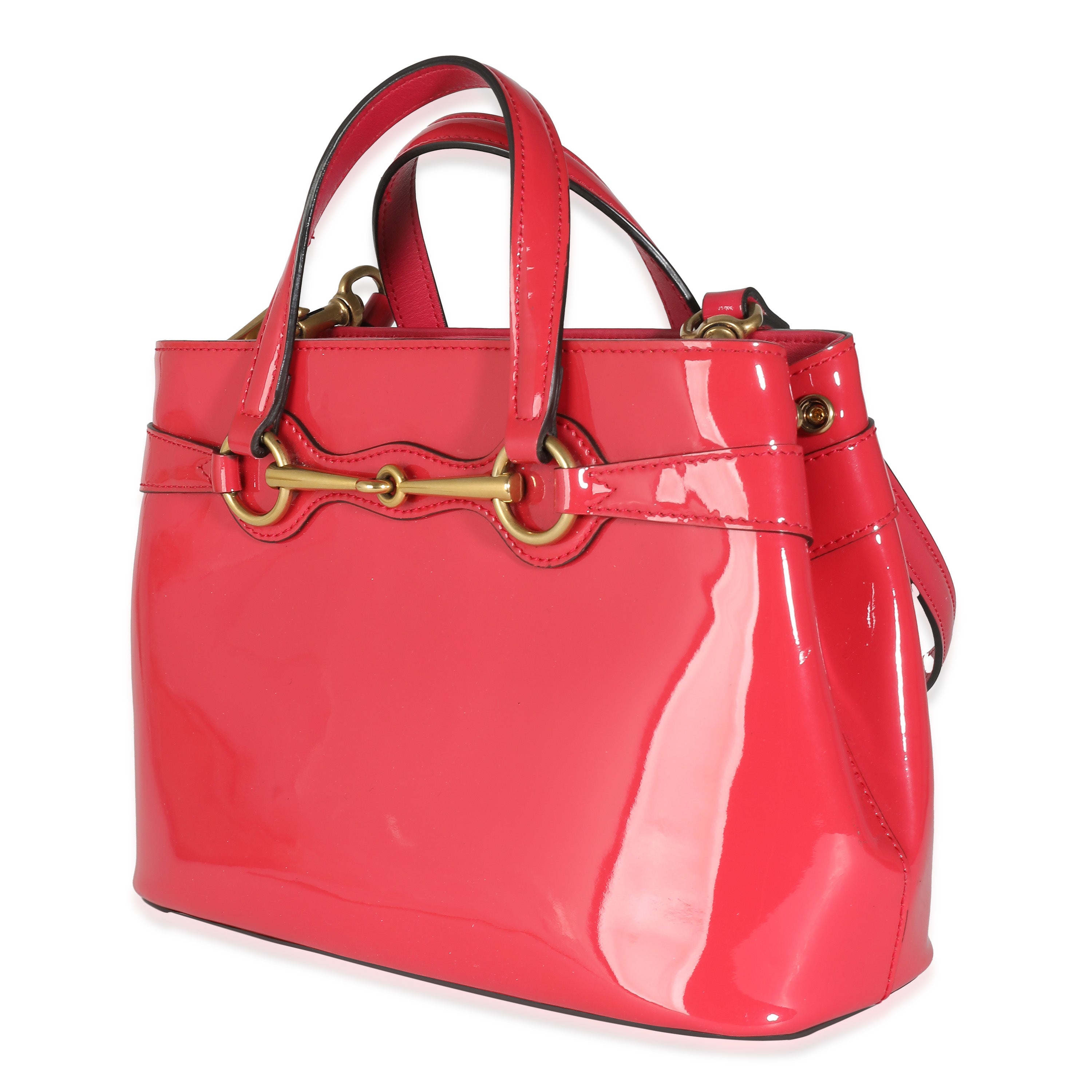 Bolso de mano Gucci con detalles en charol rosa brillante
