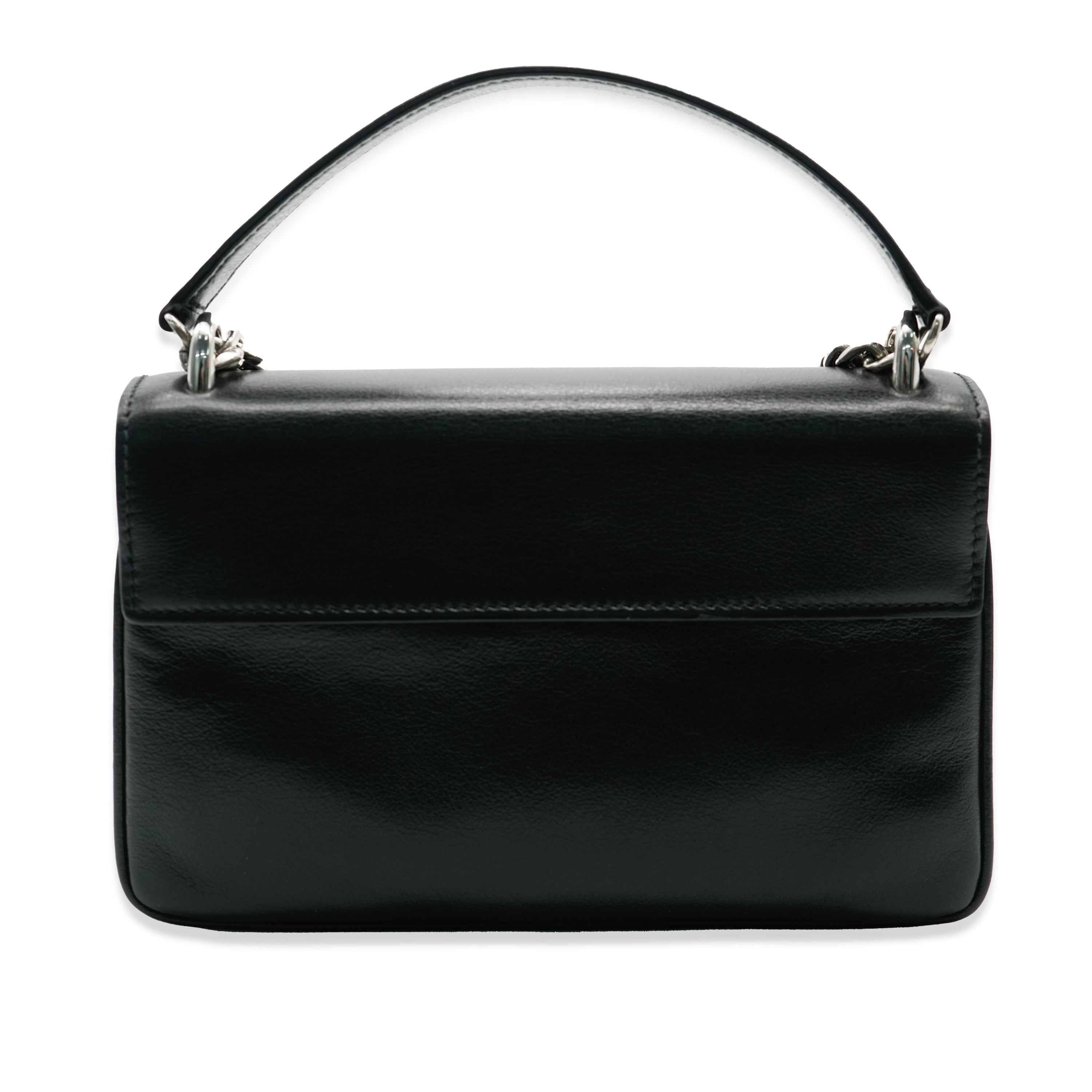 PRADA - Black Calfskin Logo Flap Chain Crossbody