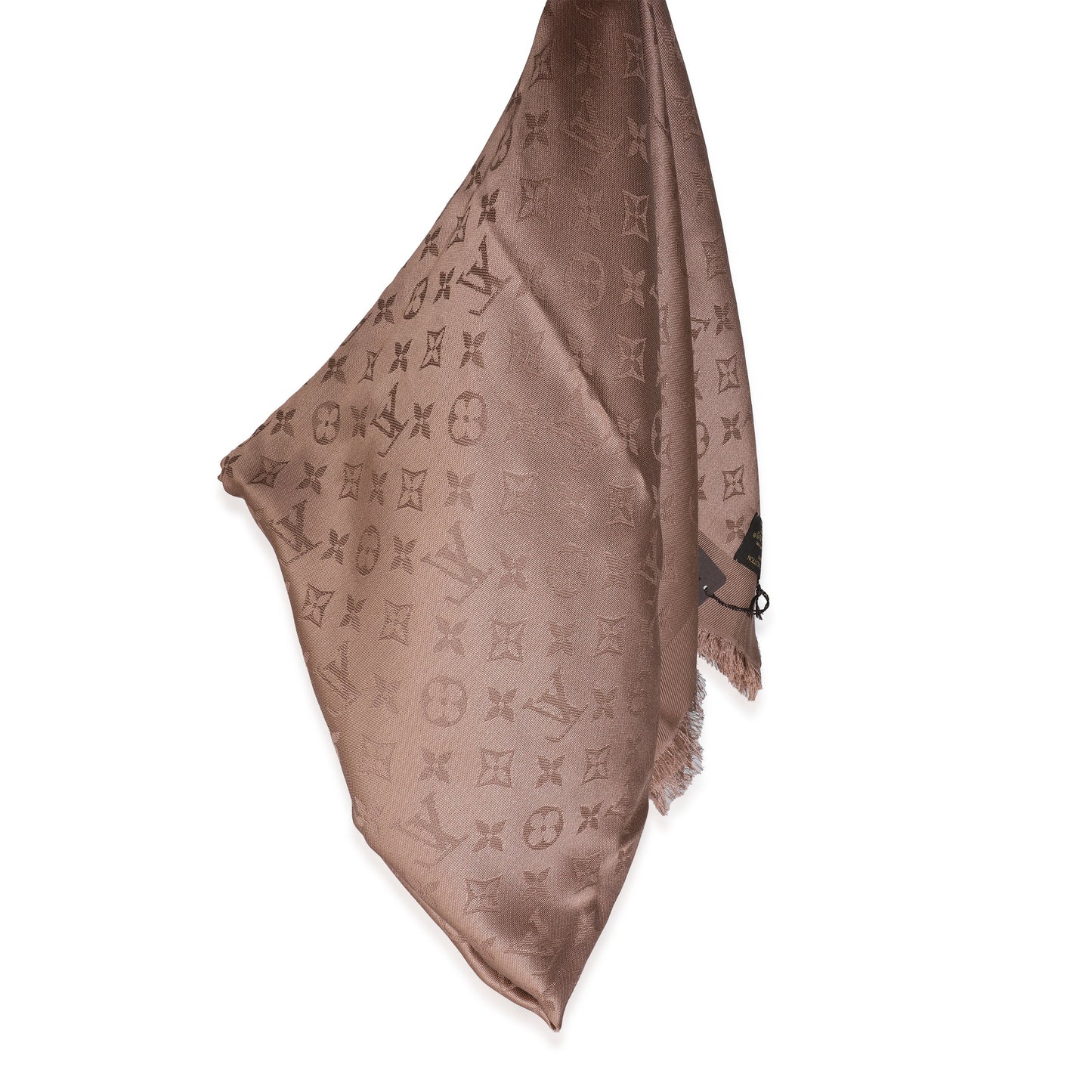 LOUIS VUITTON - Cappuccino Wool Silk Monogram Shine Shawl