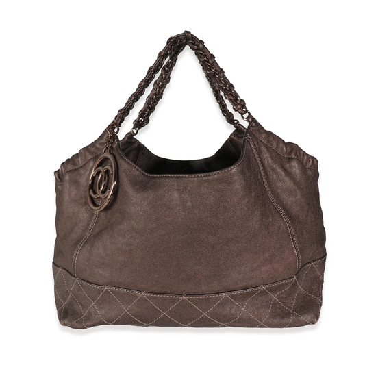 PRE-OWNED Brown Distressed Caviar Coco Cabas XL Tote