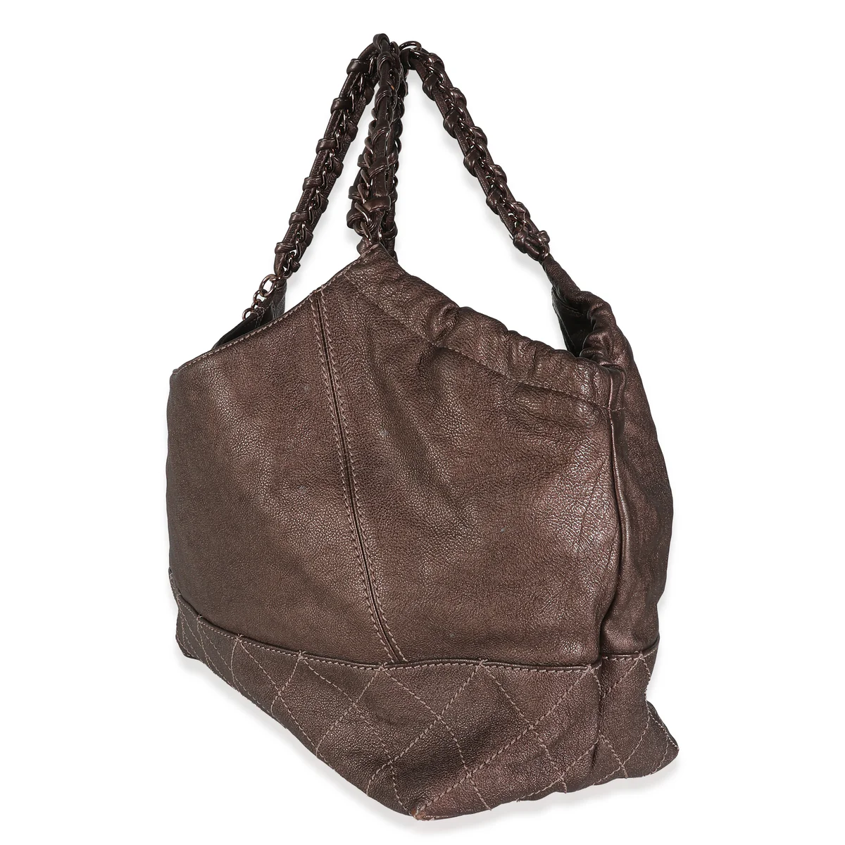 PRE-OWNED Brown Distressed Caviar Coco Cabas XL Tote