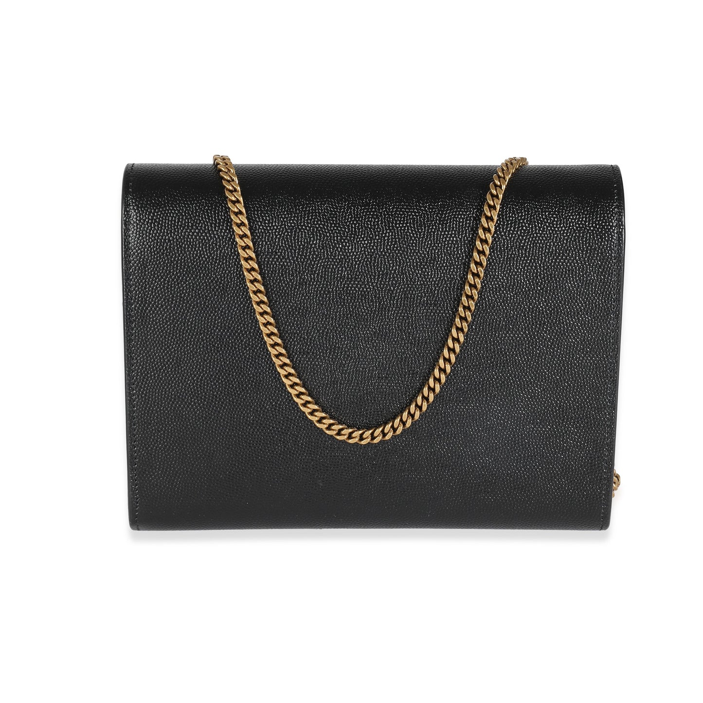 SAINT LAURENT - Black Grain De Poudre Monogram Cassandra Wallet On Chain