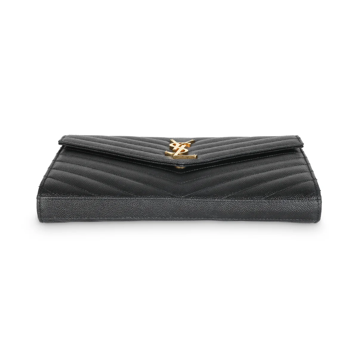 SAINT LAURENT - Black Grain De Poudre Cassandre Wallet On Chain