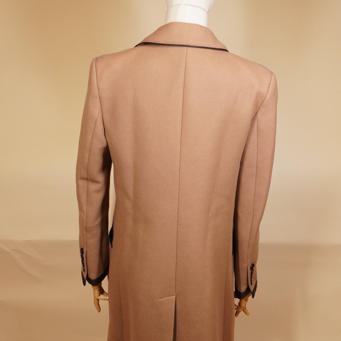 PRE-OWNED Burberry Lambskin Trim Wool Cashmere Blend Tailored Coat