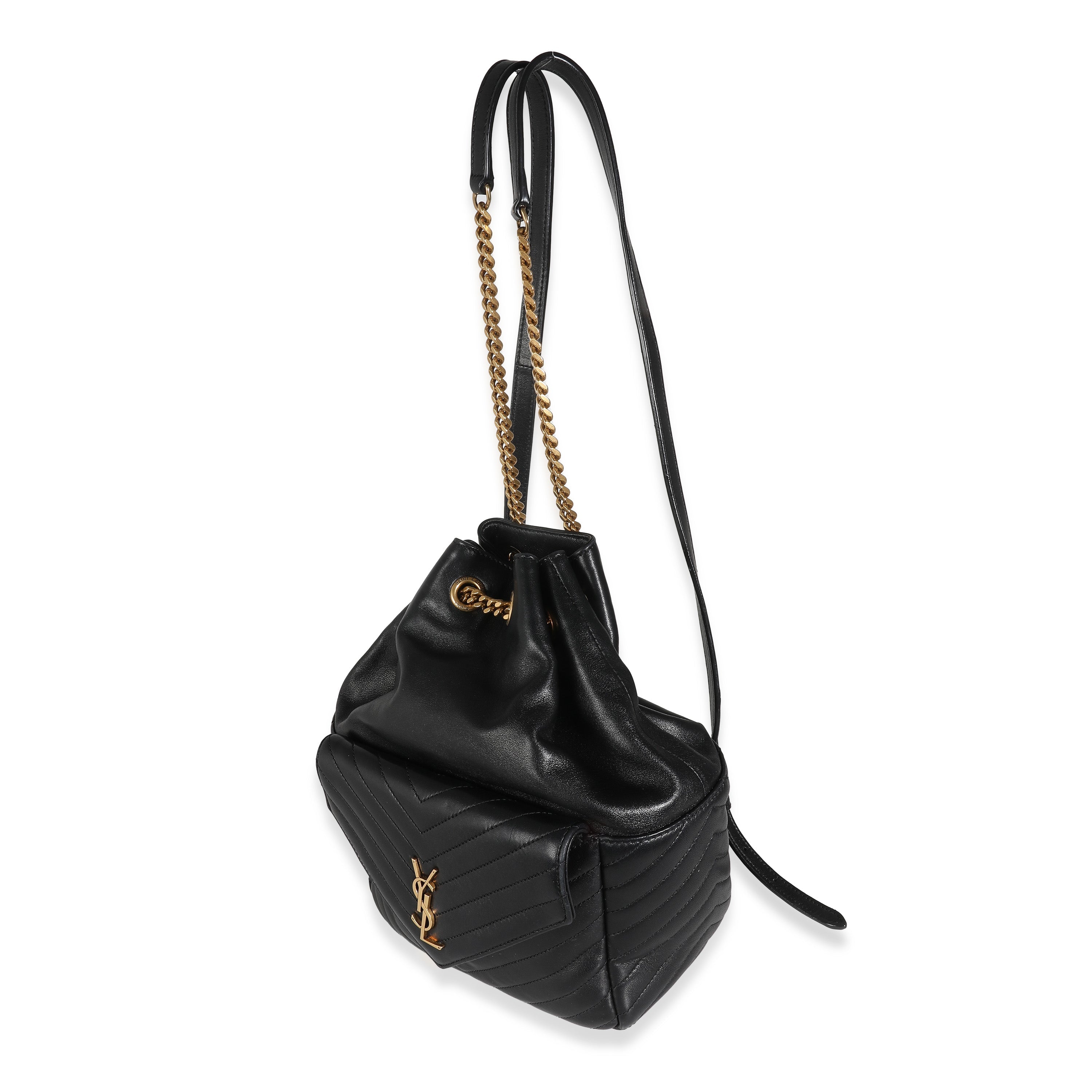 SAINT LAURENT - Black Matelasse Lambskin Joe Backpack