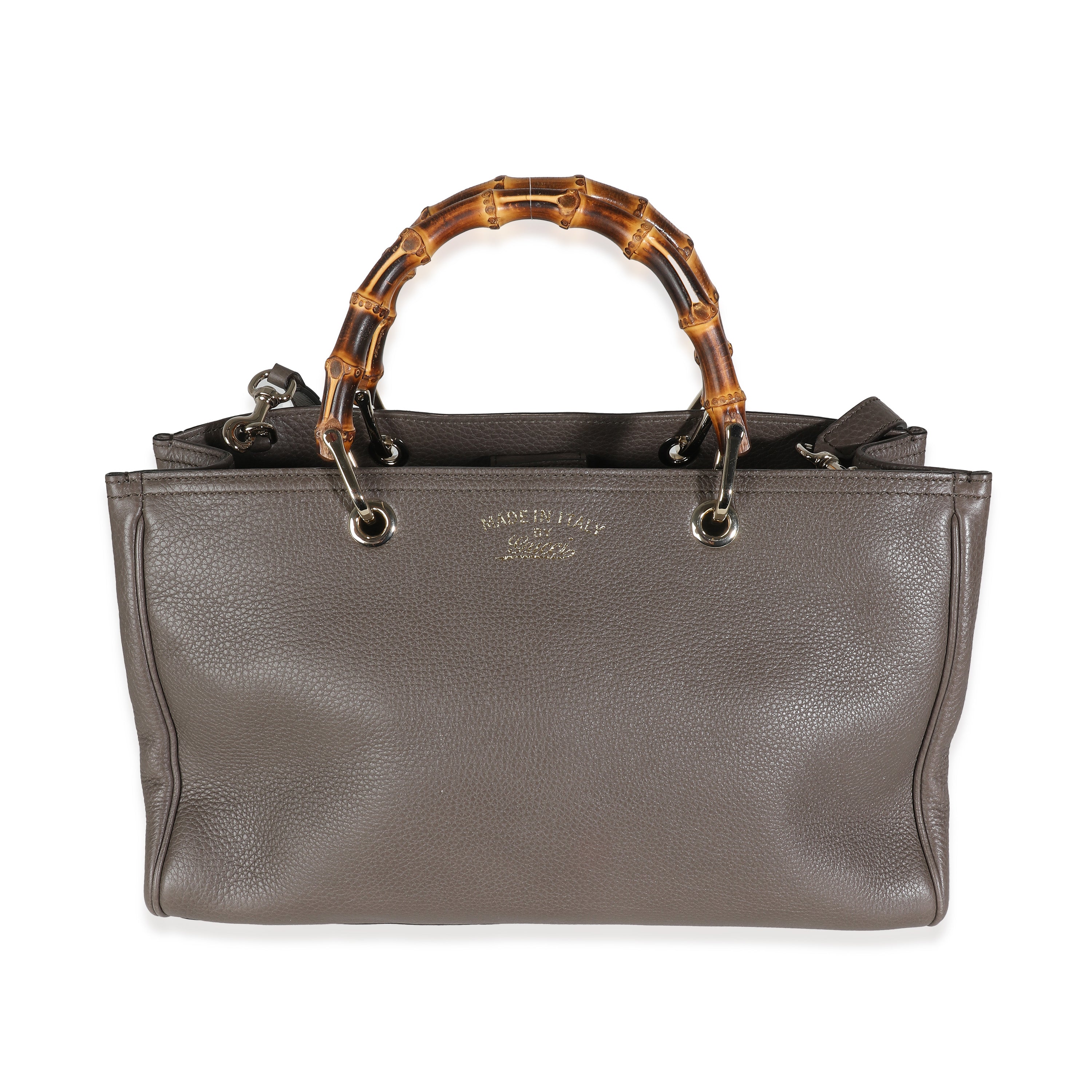 GUCCI - Bolso shopper mediano de piel de becerro granulada de bambú en color topo