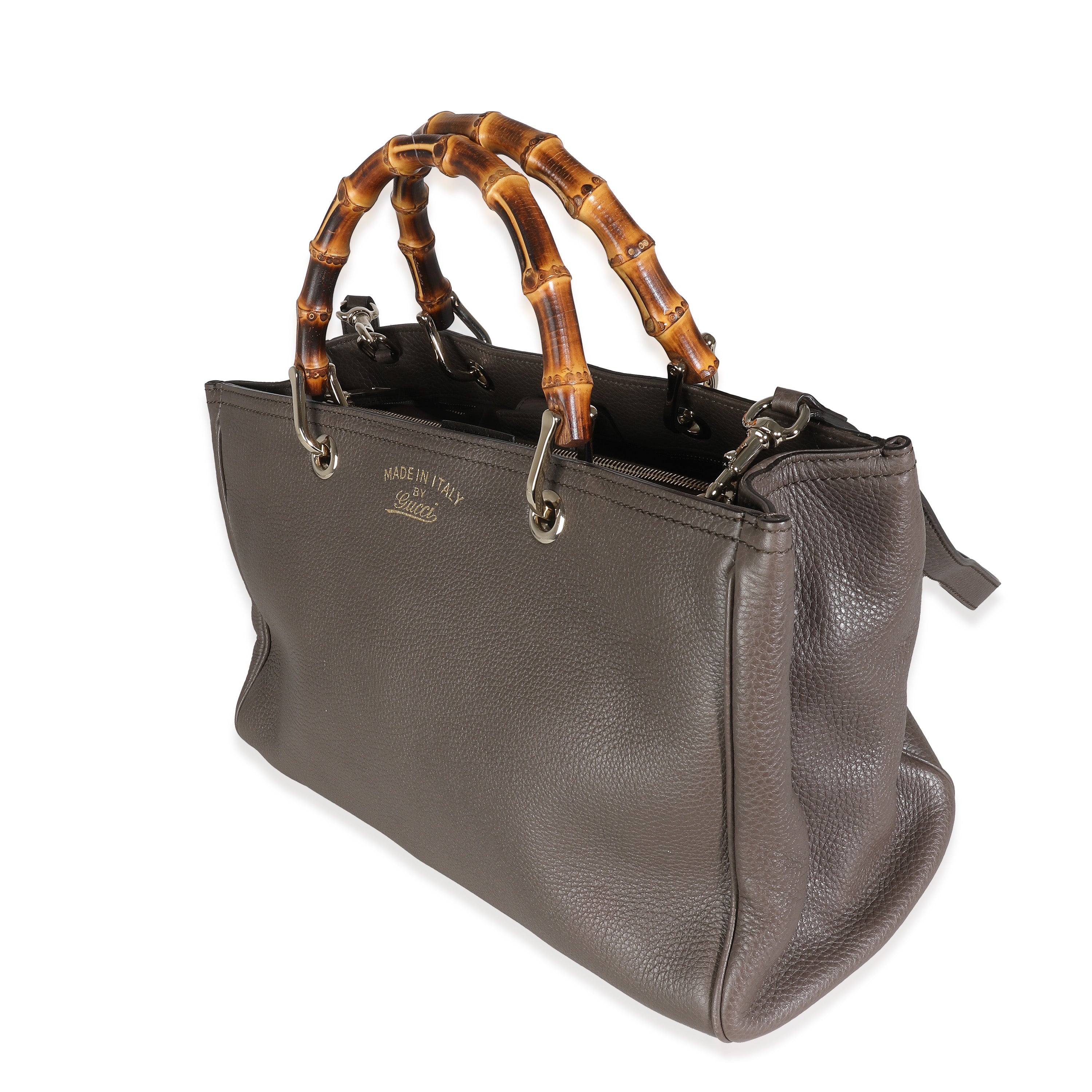 GUCCI - Bolso shopper mediano de piel de becerro granulada de bambú en color topo