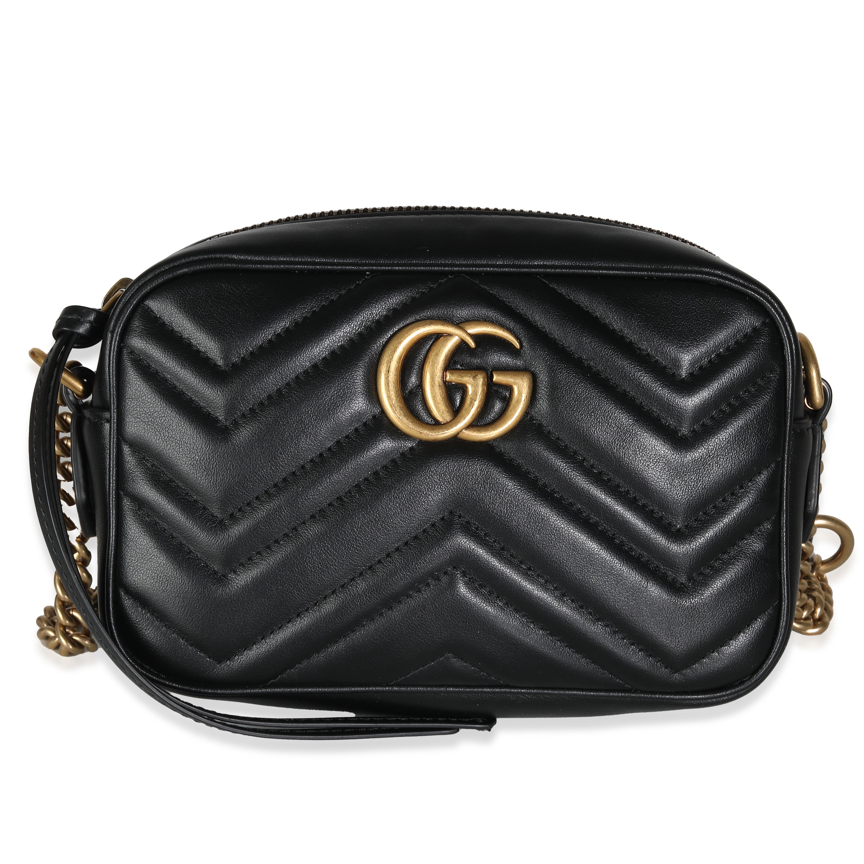 Bolso para cámara GG Marmont Mini Matelasse negro de segunda mano