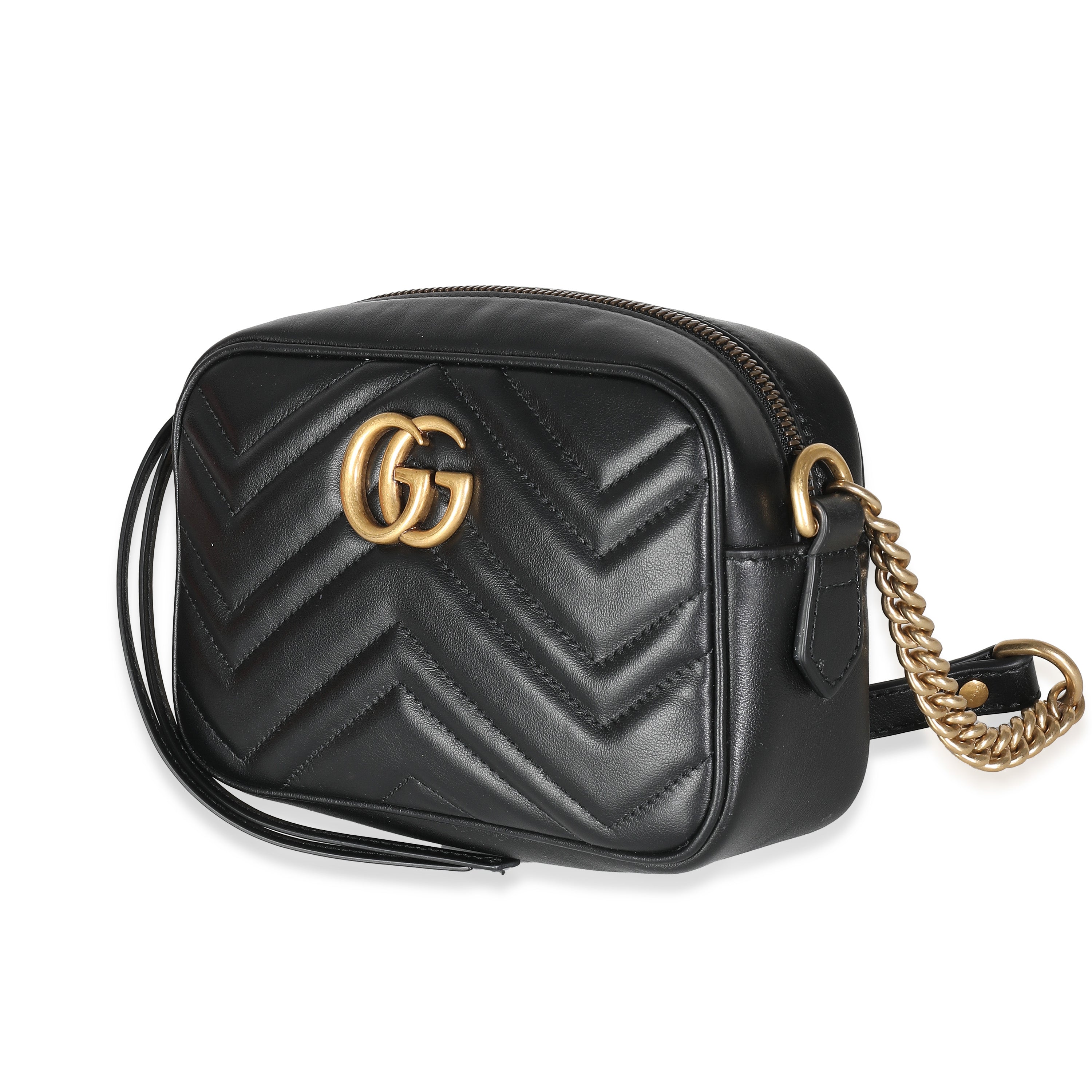 Bolso para cámara GG Marmont Mini Matelasse negro de segunda mano