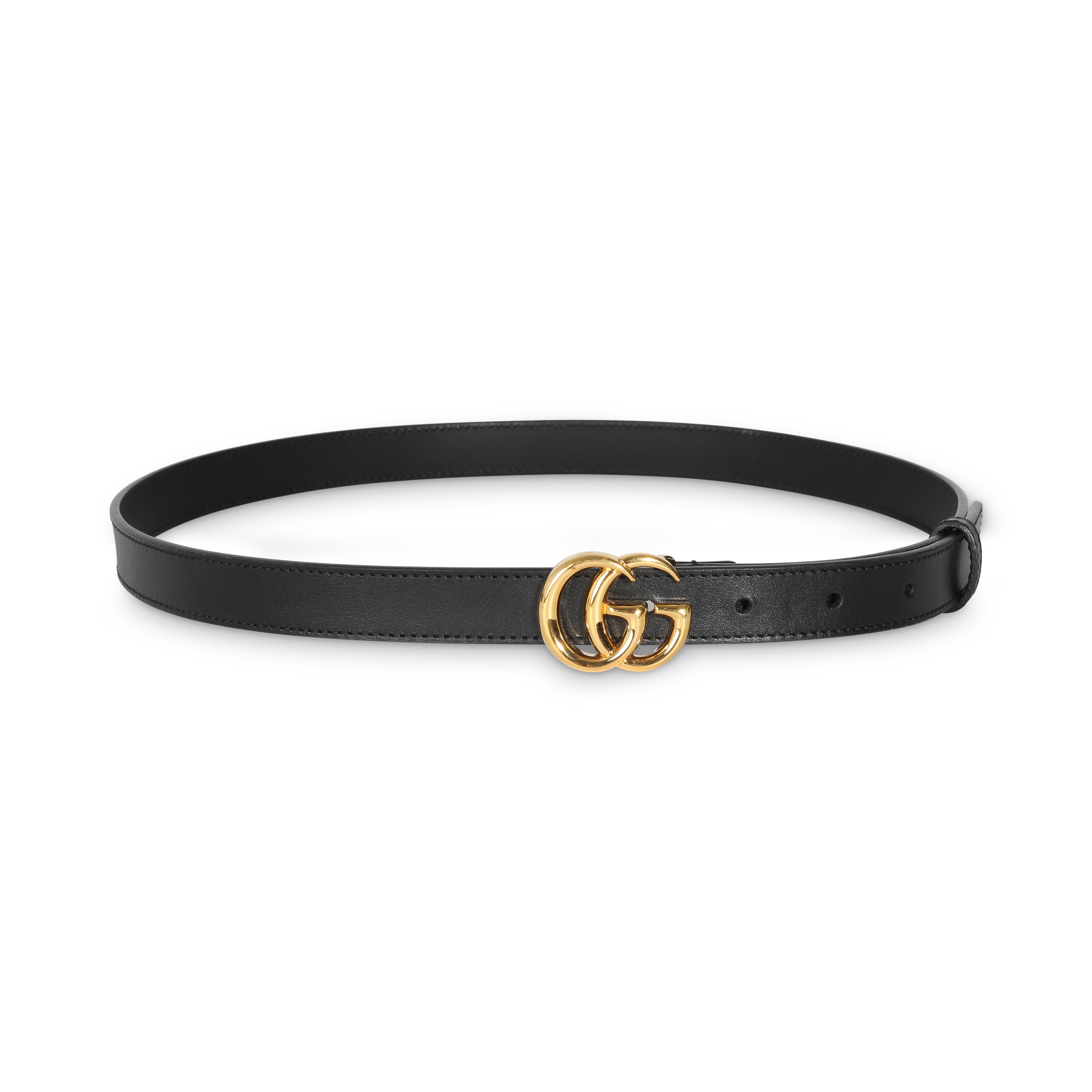 GUCCI - Cinturón con GG entrelazado de piel negra 85/34 