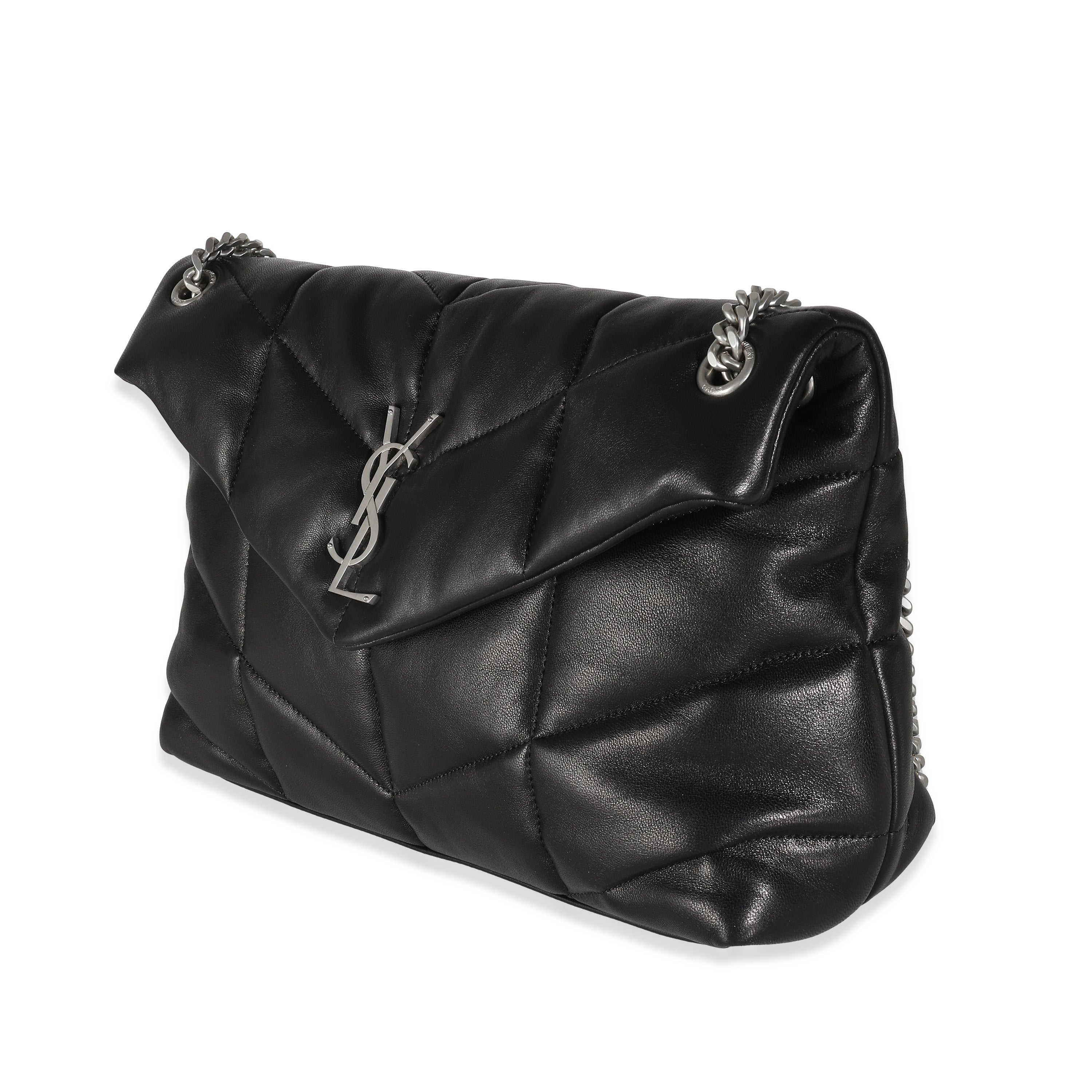 SAINT LAURENT - Black Quilted Lambskin Medium Loulou Puffer