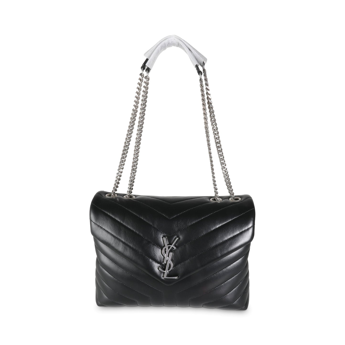 SAINT LAURENT - Black Matelassé Lambskin Medium Loulou