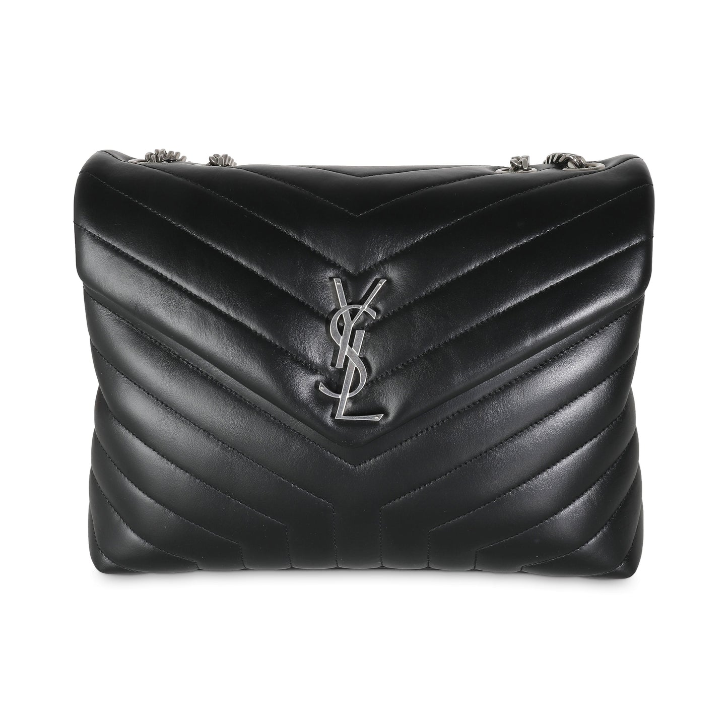 SAINT LAURENT - Black Matelassé Lambskin Medium Loulou